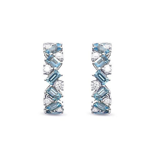 Aquamarine and Diamond Hoop Earrings