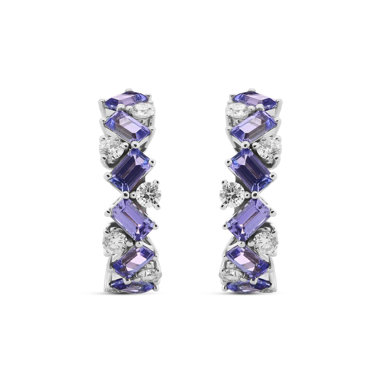 Tanzanite and Diamond Hoop Earrings