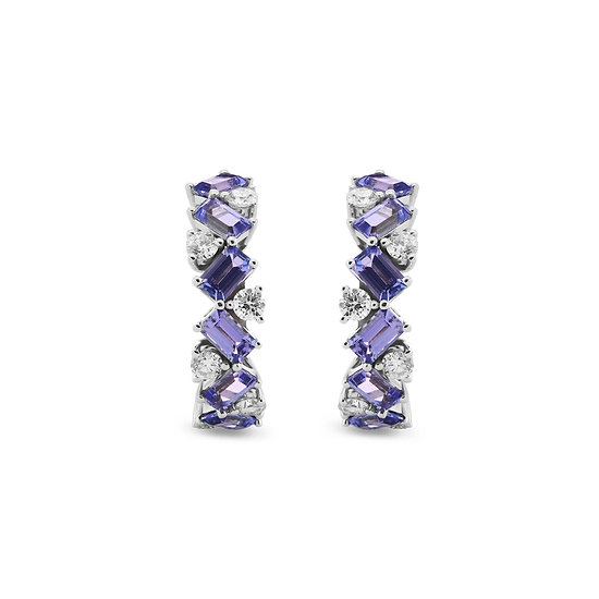 Tanzanite and Diamond Hoop Earrings