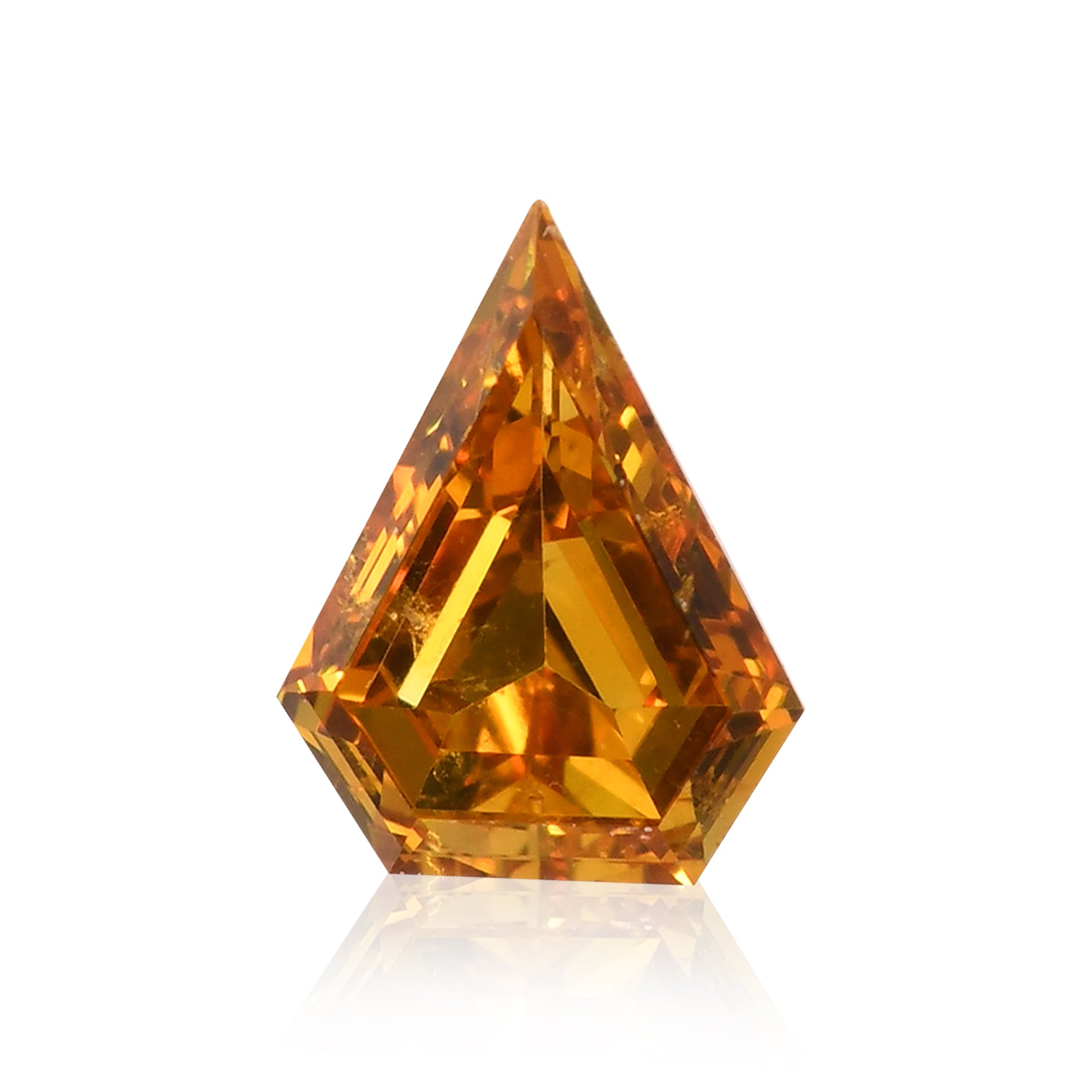 0.16 Carat Fancy Deep Orange Yellow Shield-Cut Diamond (I1) GIA