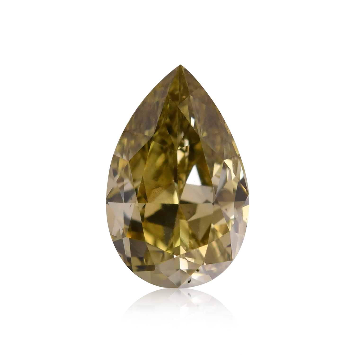 0.33 Carat Fancy Deep Grayish Greenish Yellow Pear Diamond SI1 GIA