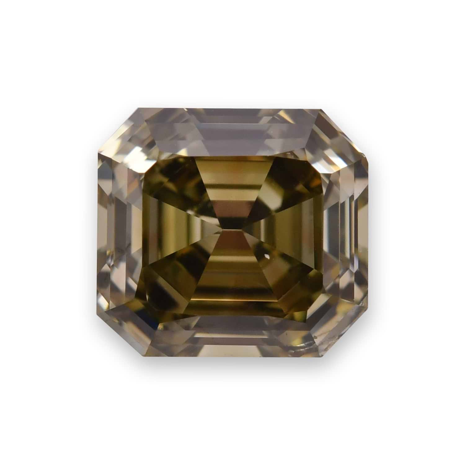 1.43 Carat Fancy Dark Brown Greenish Yellow Radiant Diamond VS2 GIA