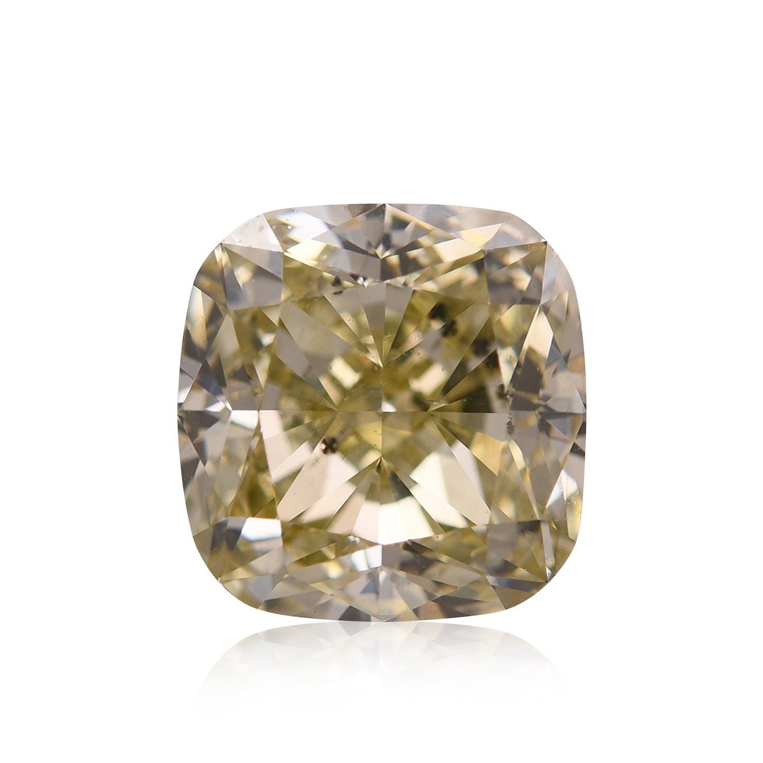 6.04 Carat Fancy Brownish Greenish Yellow Cushion Diamond SI1 GIA