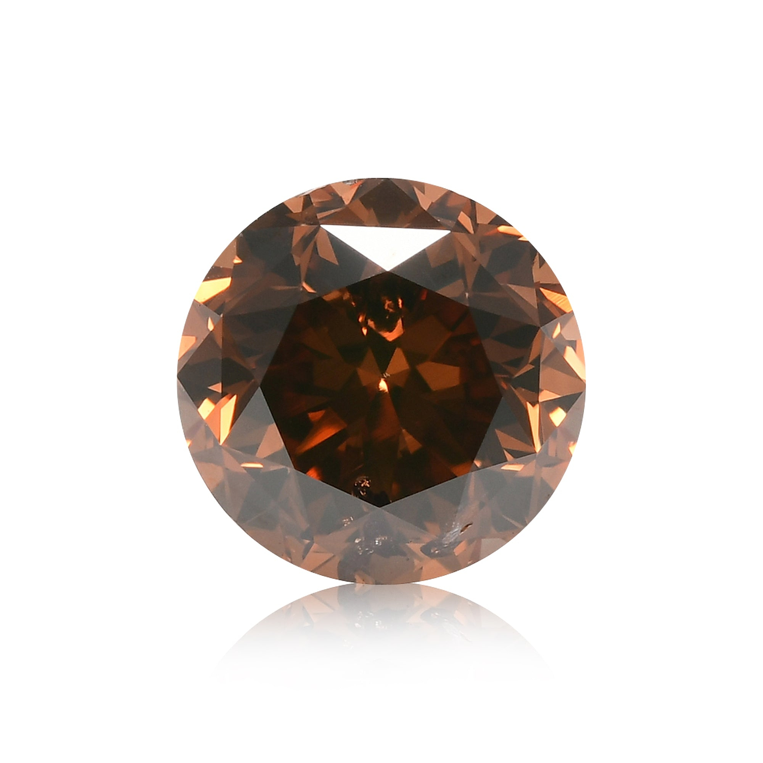 1.03 Carat Fancy Deep Orange Brown Round Brillant Diamond (I1) GIA