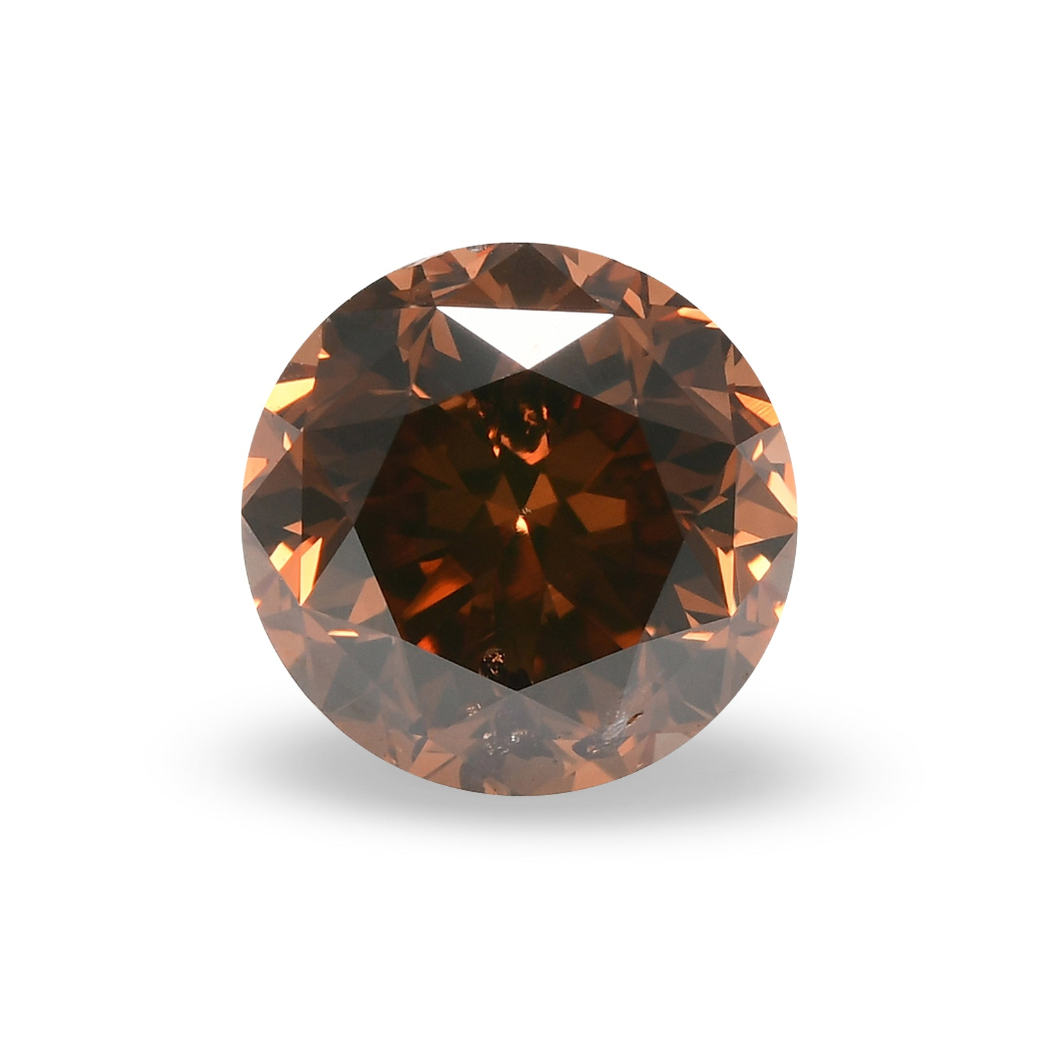 1.03 Carat Fancy Deep Orange Brown Round Brillant Diamond (I1) GIA