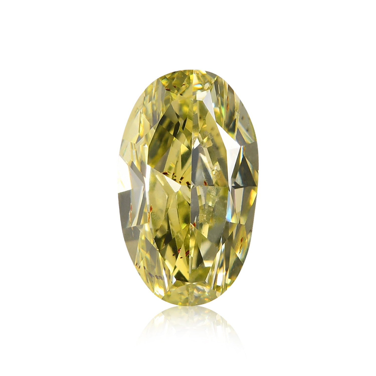 1.04 Carat Fancy Green Yellow Oval Diamond SI2 GIA