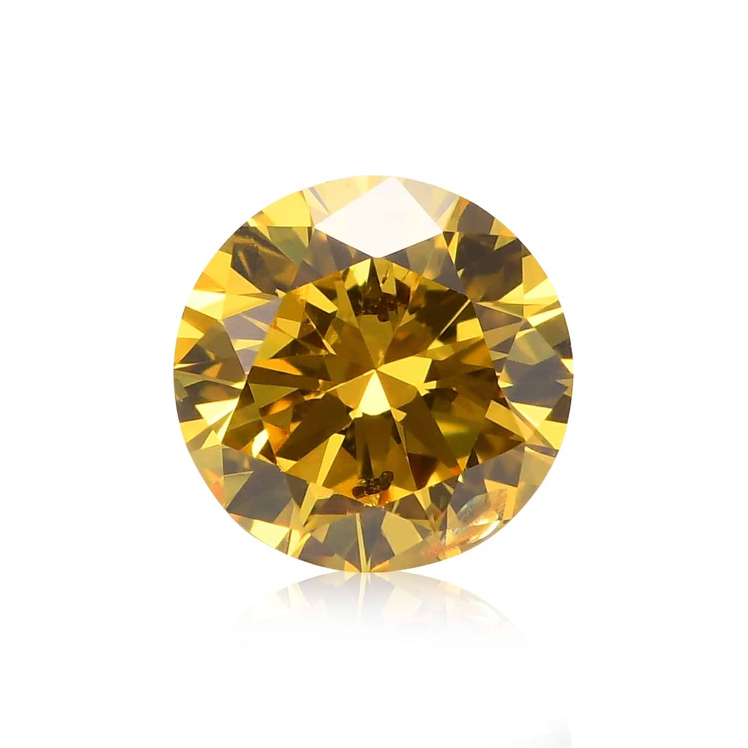 0.38 Carat Fancy Vivid Yellow Round Brillant Diamond I1 GIA
