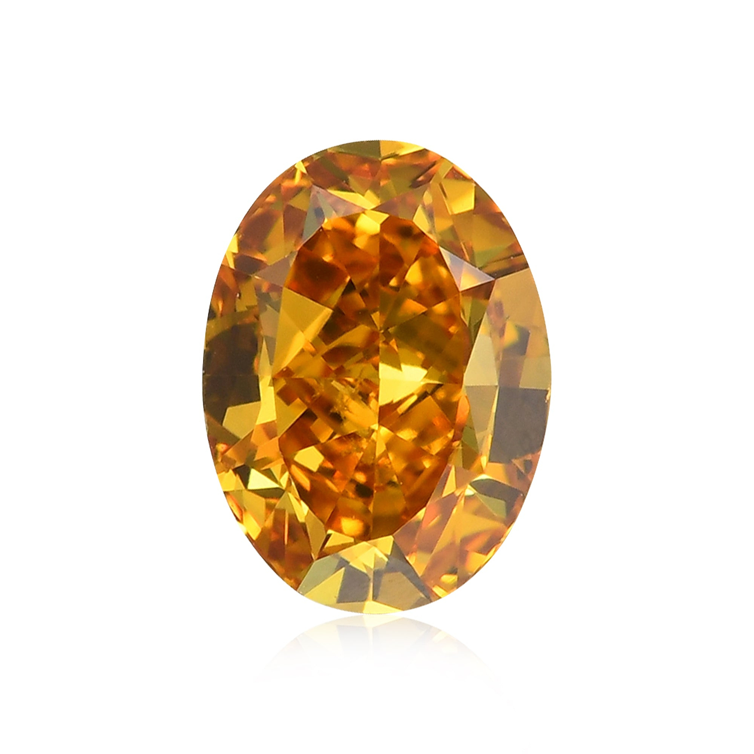 0.51 Carat Fancy Intense Orange Yellow Oval Diamond VS2 GIA