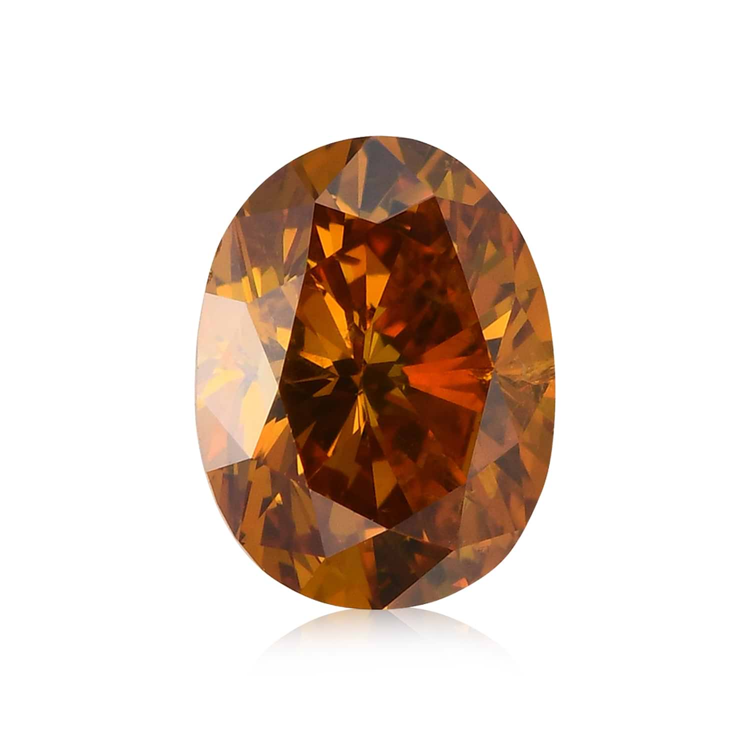 0.74 Carat Fancy Deep Orange Yellow Oval Diamond I1 GIA