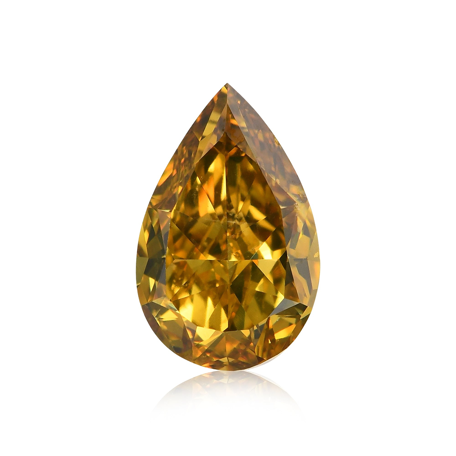 0.70 Carat Fancy Deep Brownish Greenish Yellow Pear Diamond SI1 GIA
