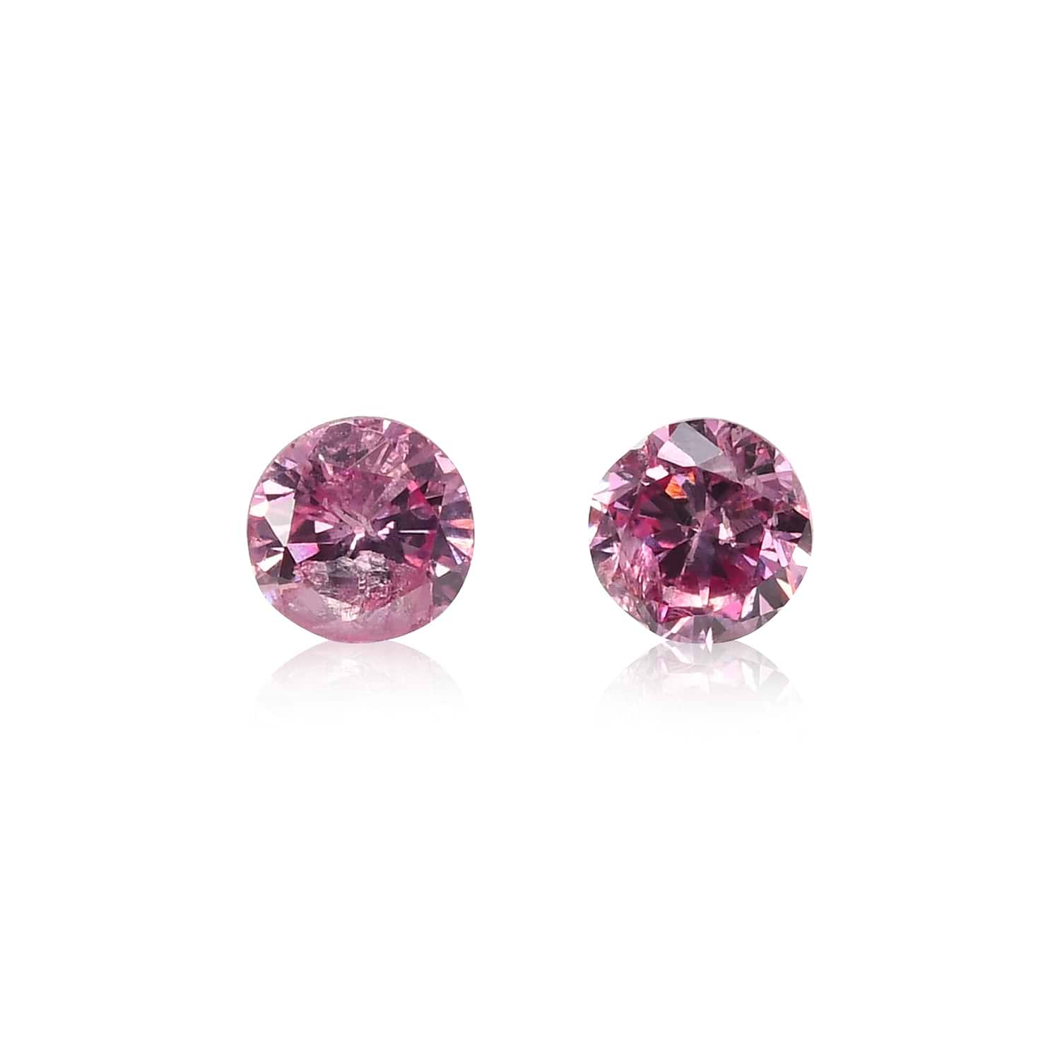 0.12 Carat Fancy Intense Purplish Pink Round Brilliant Diamonds (I2)