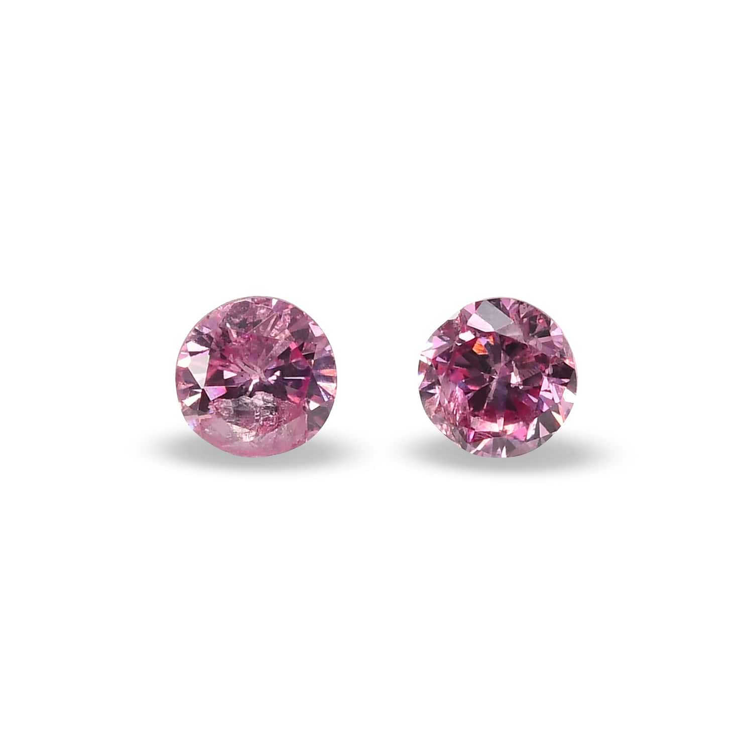 0.12 Carat Fancy Intense Purplish Pink Round Brilliant Diamonds (I2)