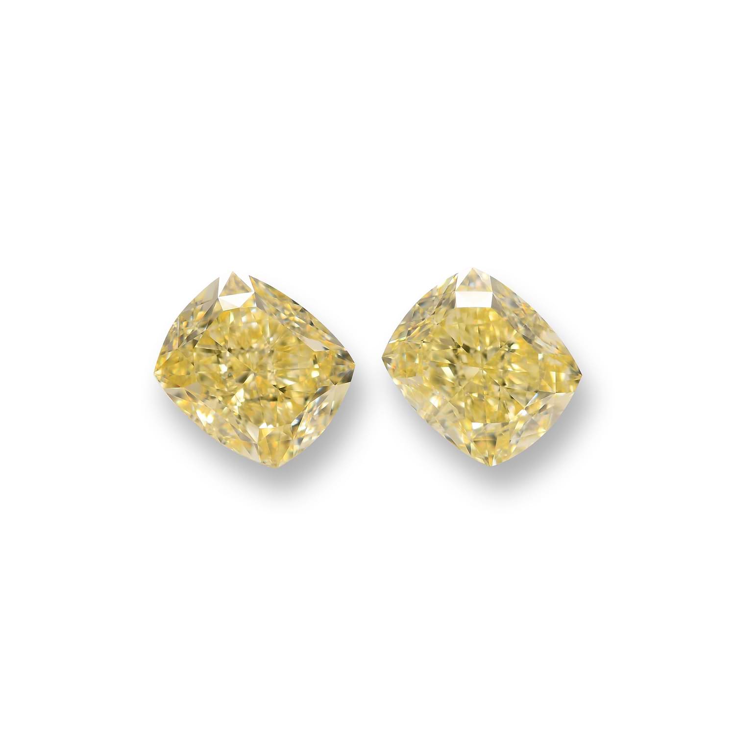 2.48 Carat Fancy Light Yellow Cushion Diamonds VS2