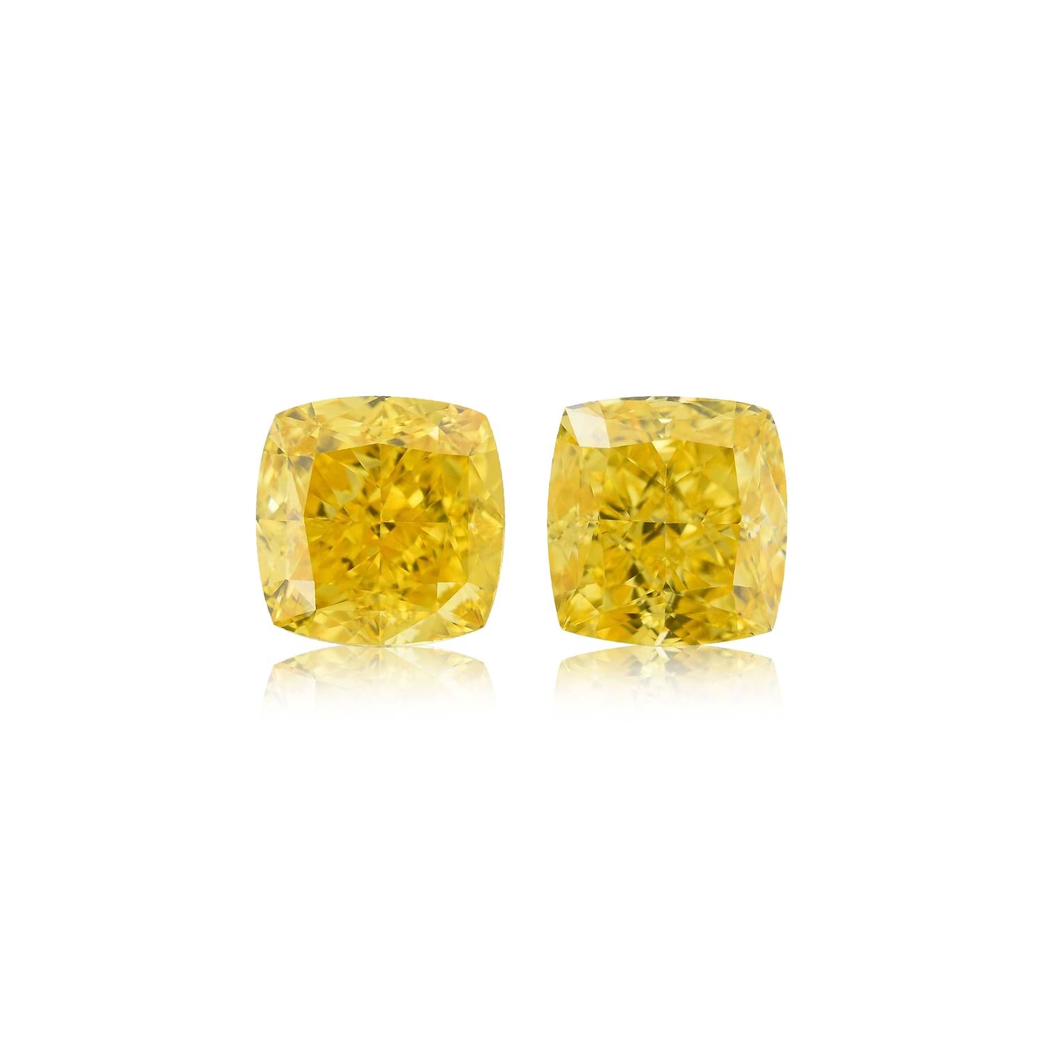 1.43 Carat Fancy Vivid Orangy Yellow Cushion Diamonds VS2