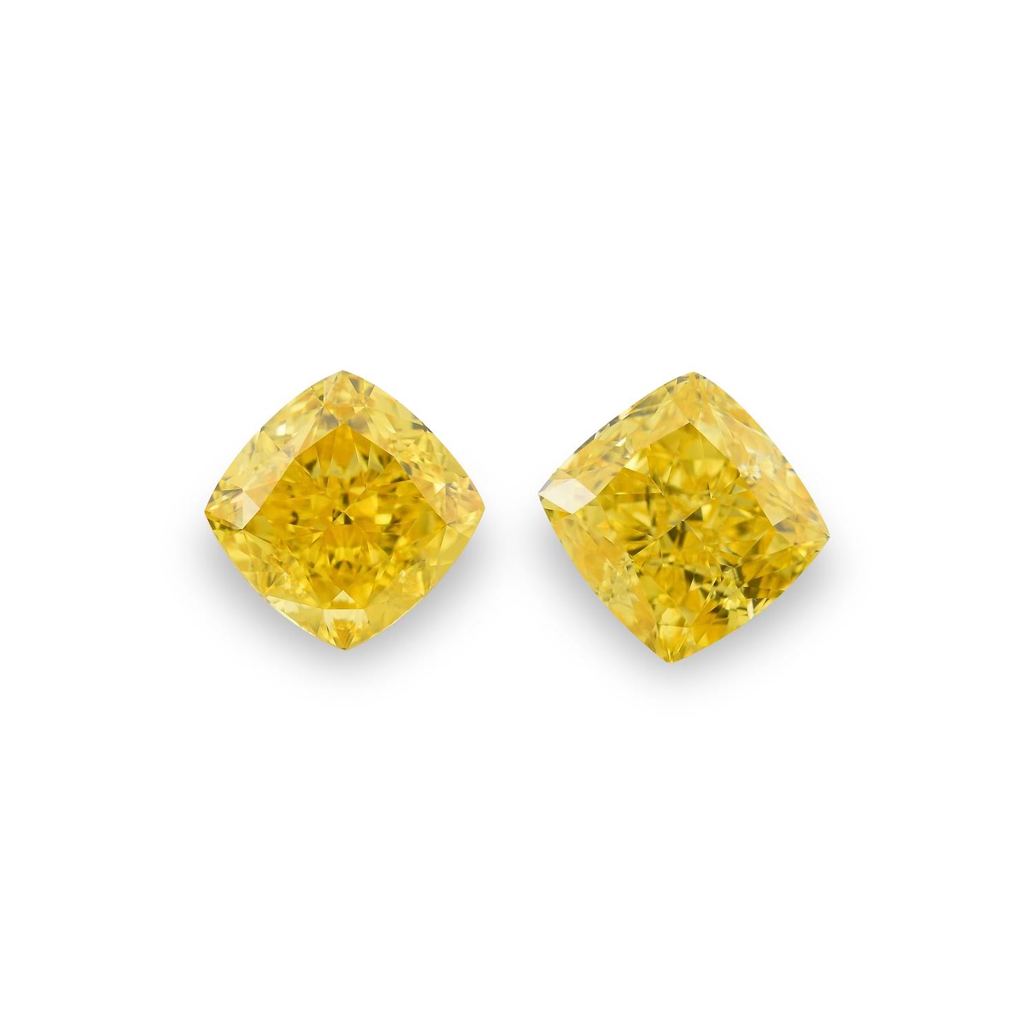 1.43 Carat Fancy Vivid Orangy Yellow Cushion Diamonds VS2