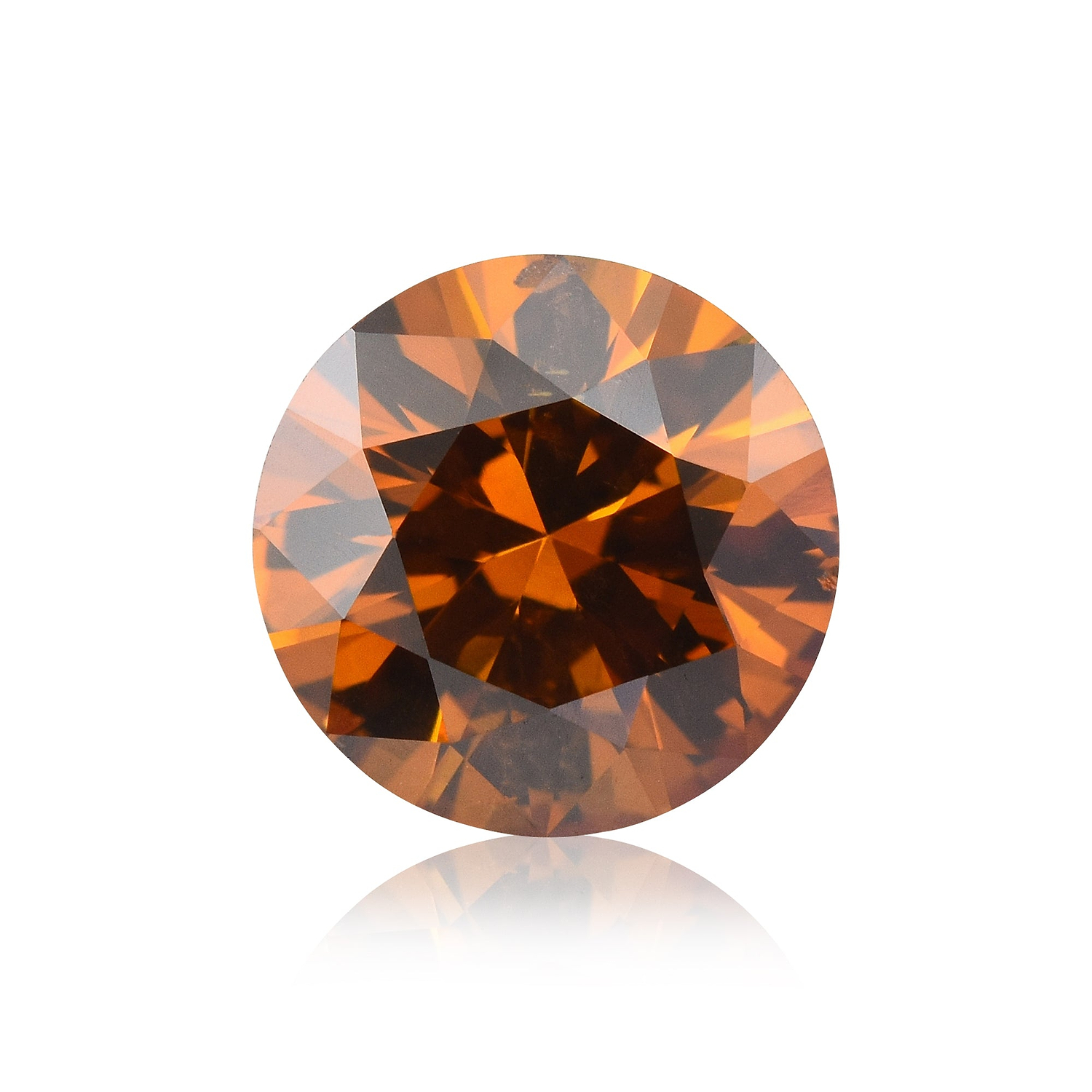 0.67 Carat Fancy Deep Brownish Yellowish Orange Round Brillant Diamond SI1 GIA