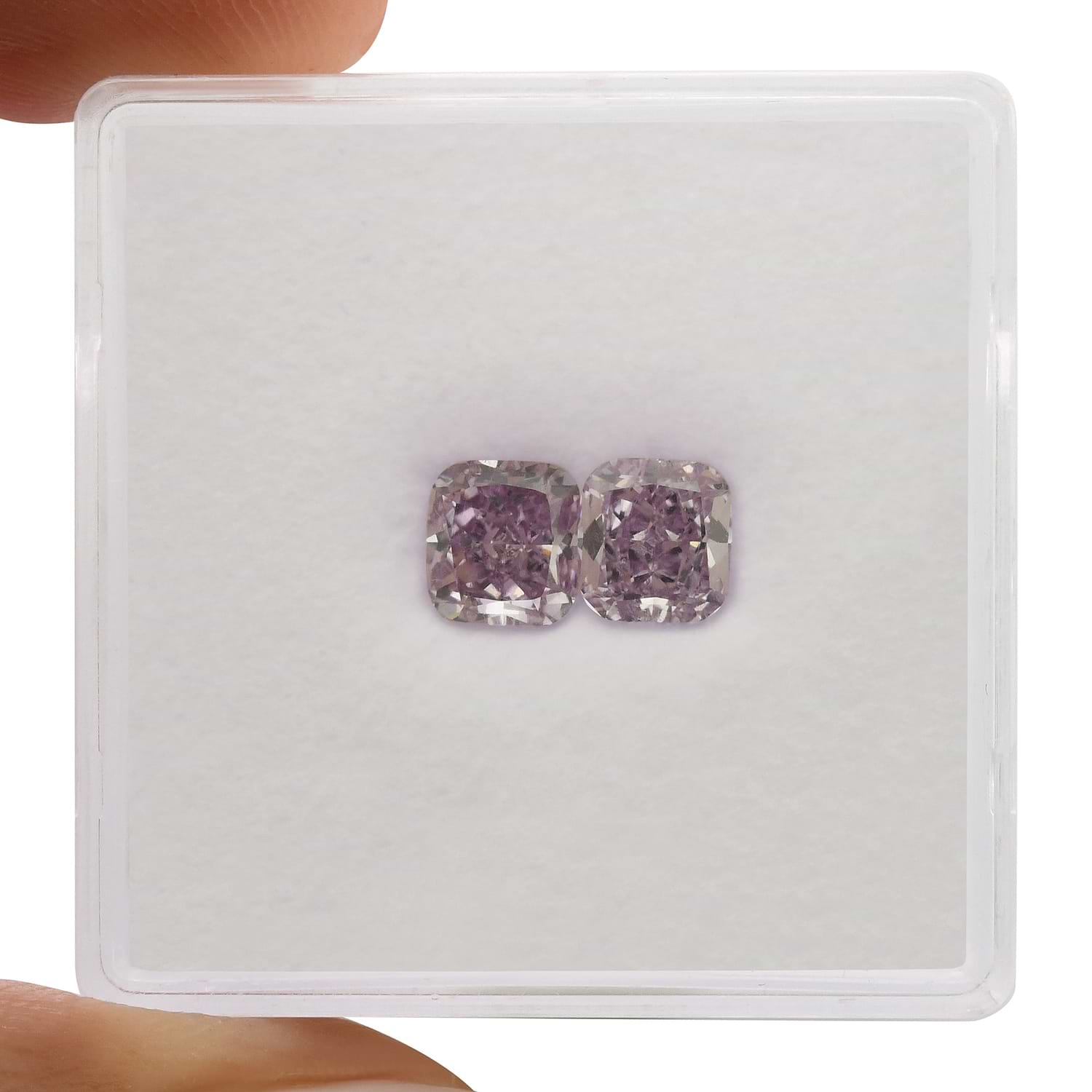 1.22 Carat Fancy Intense Pinkish Purple Cushion Diamonds VVS2