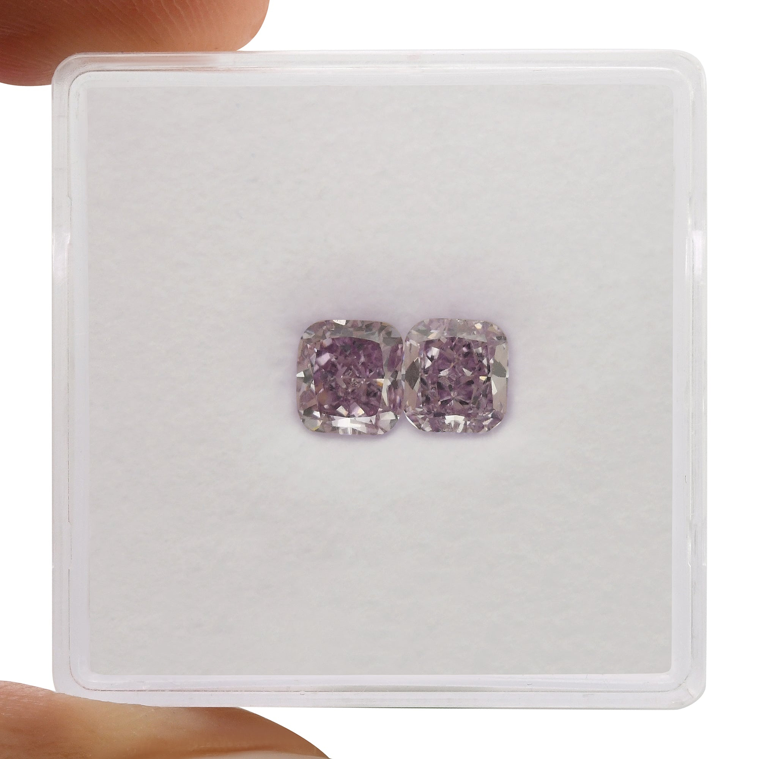 1.22 Carat Fancy Intense Pinkish Purple Cushion Diamonds VVS2