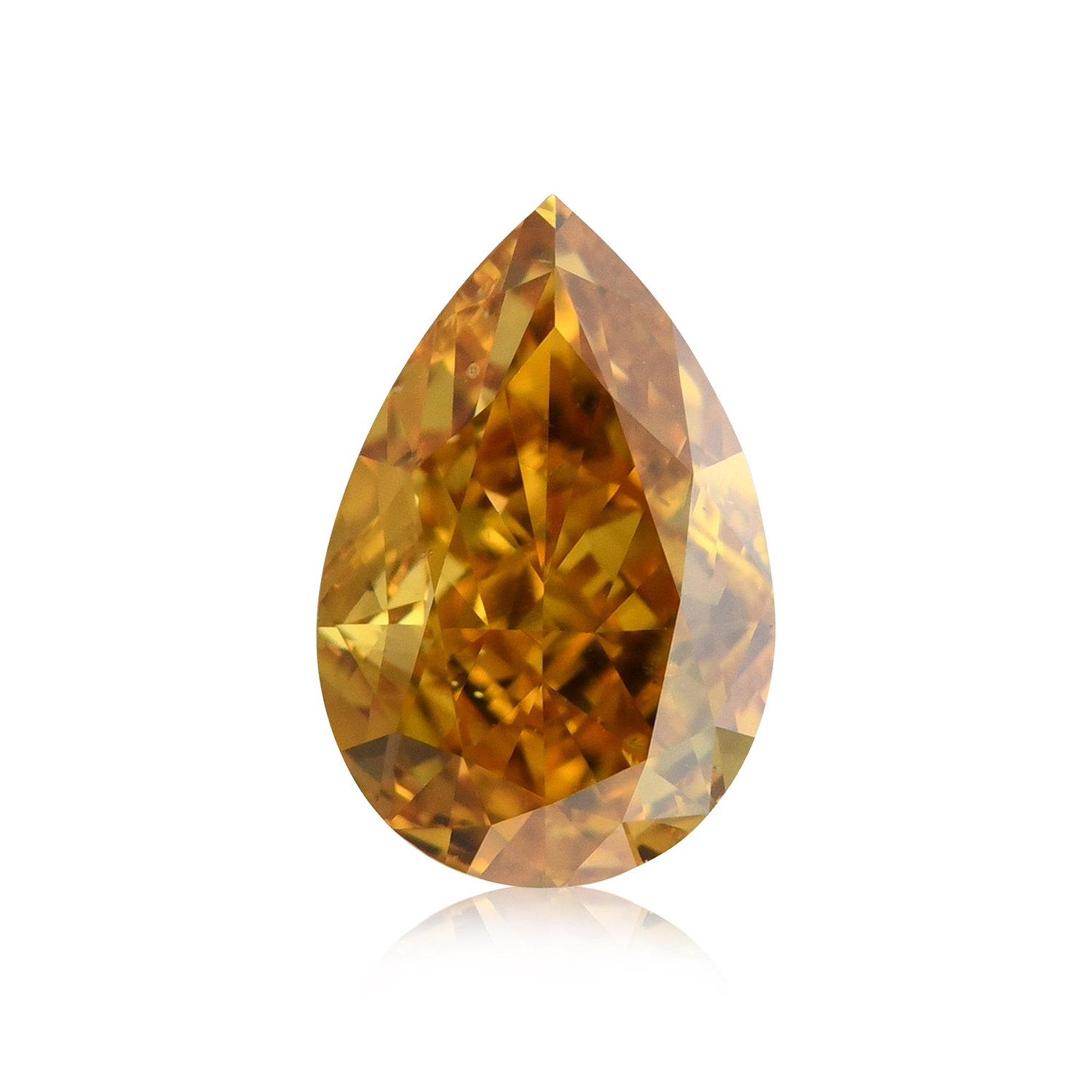 0.50 Carat Fancy Vivid Yellowish Orange Pear Diamond SI1 GIA