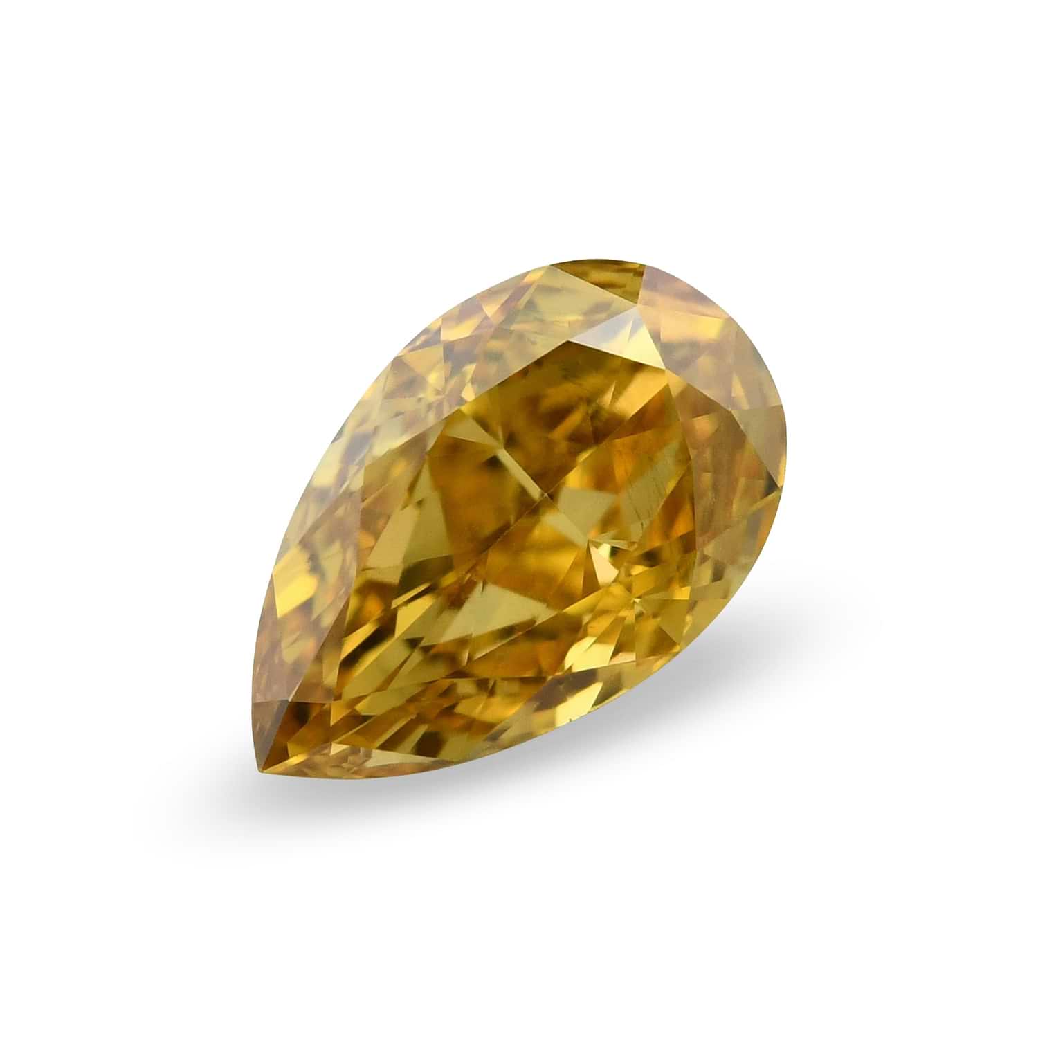 0.37 Carat Fancy Intense Yellow Orange Pear Diamond SI1 GIA