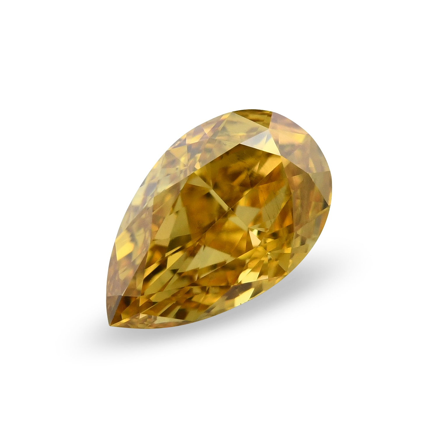 0.37 Carat Fancy Intense Yellow Orange Pear Diamond SI1 GIA