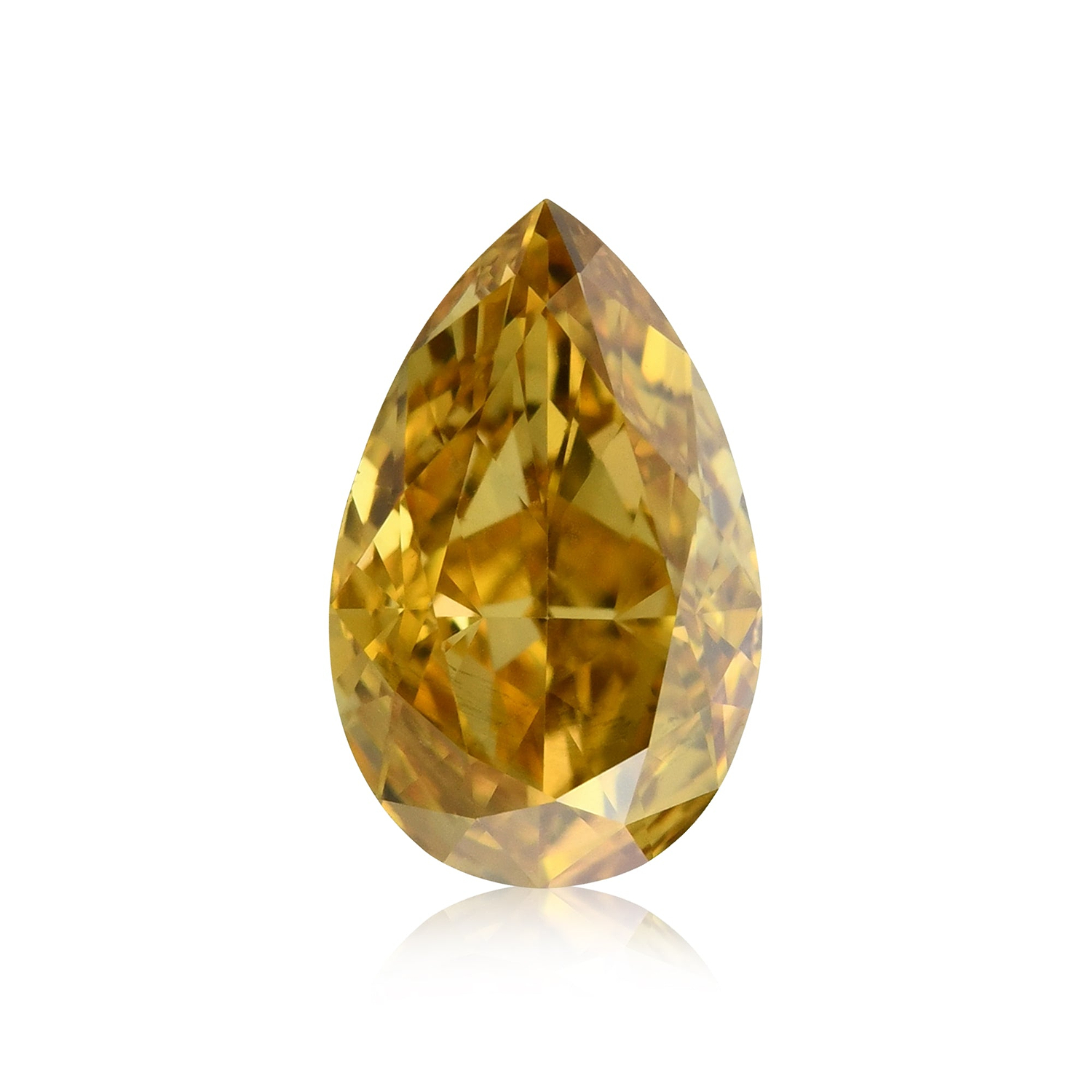 0.37 Carat Fancy Intense Yellow Orange Pear Diamond SI1 GIA
