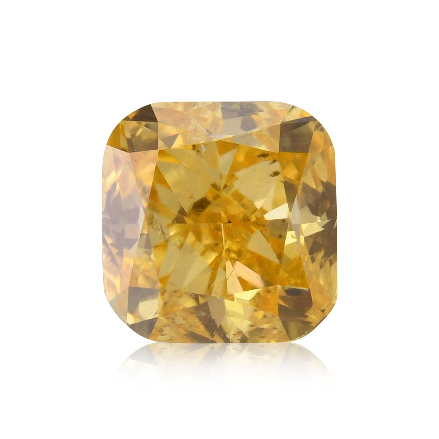 0.46 Carat Fancy Intense Yellow Orange Cushion Diamond SI2 GIA