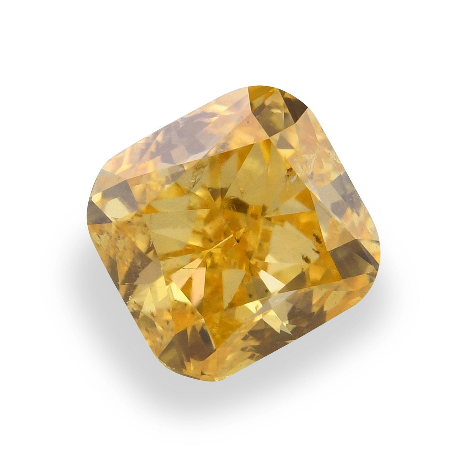 0.46 Carat Fancy Intense Yellow Orange Cushion Diamond SI2 GIA