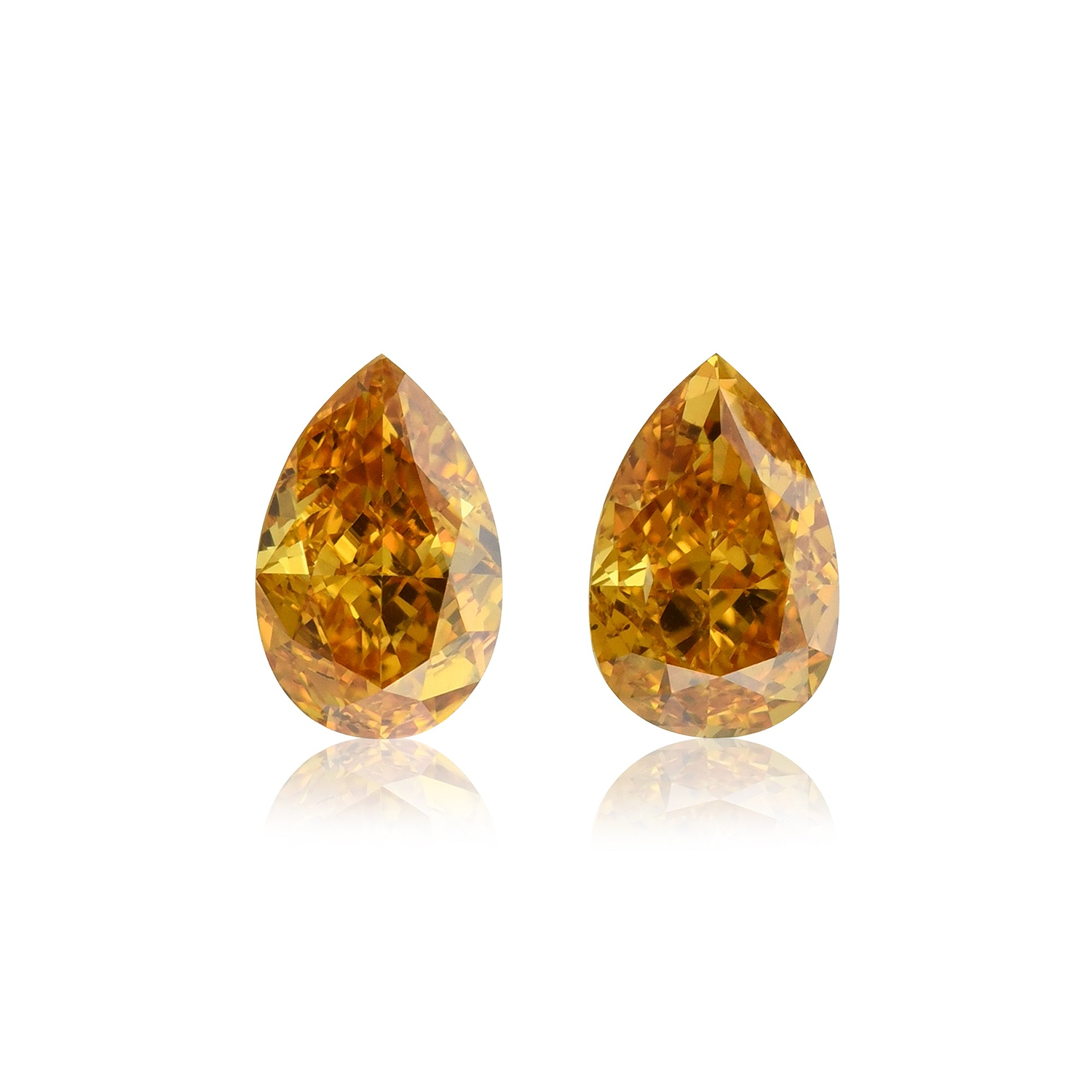 0.80 Carat Fancy Vivid Yellowish Orange Pear Diamonds SI2