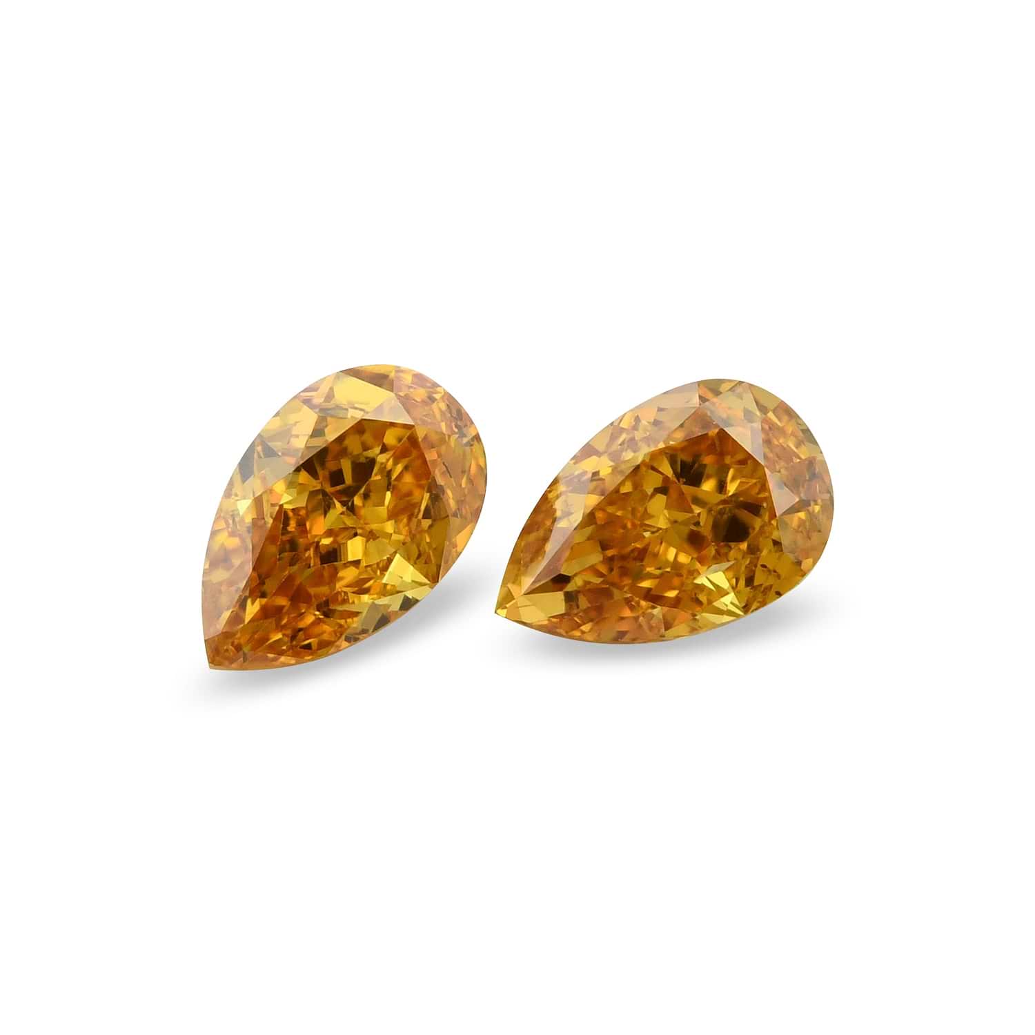 0.80 Carat Fancy Vivid Yellowish Orange Pear Diamonds SI2