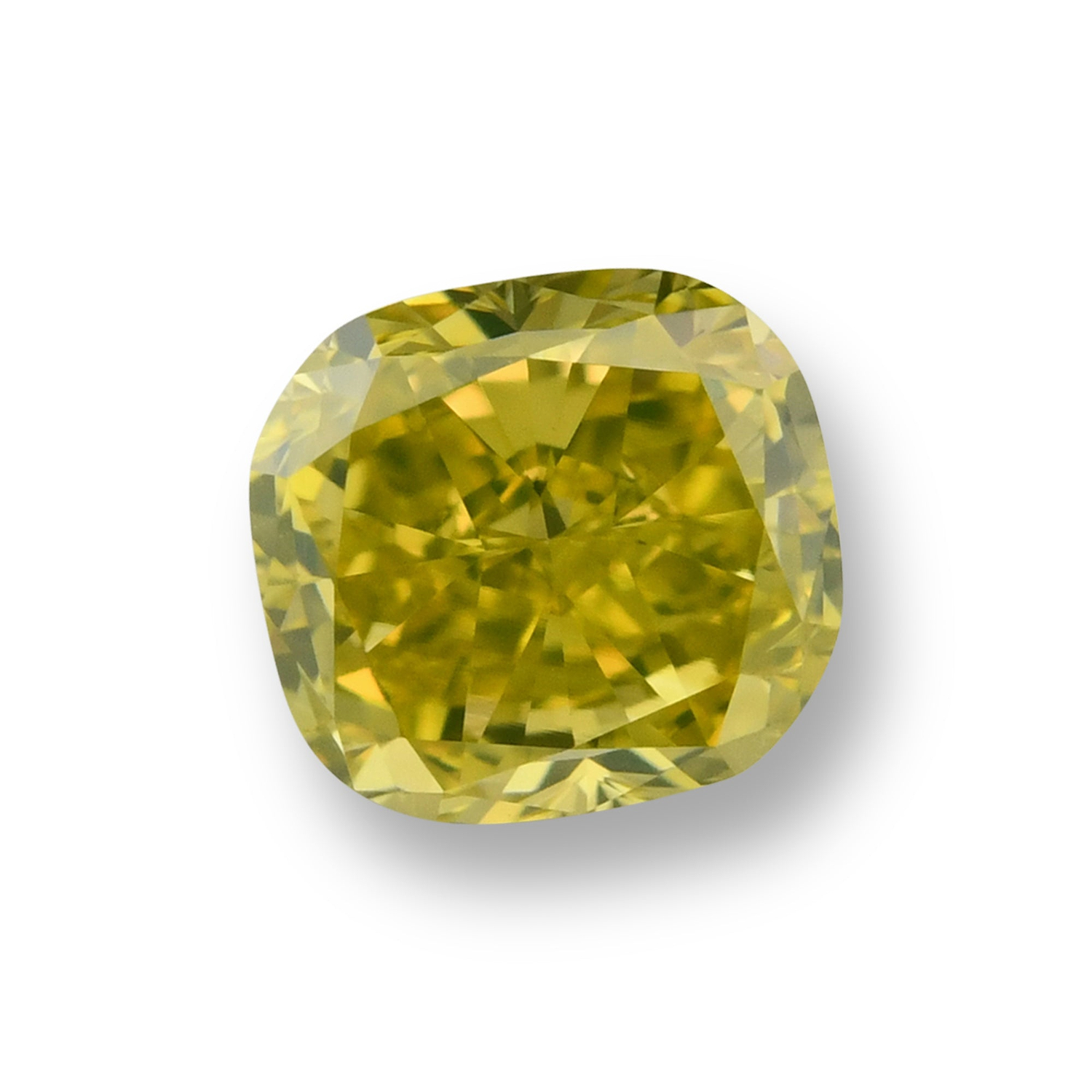 0.58 Carat Fancy Intense Greenish Yellow Cushion Diamond VS2 GIA