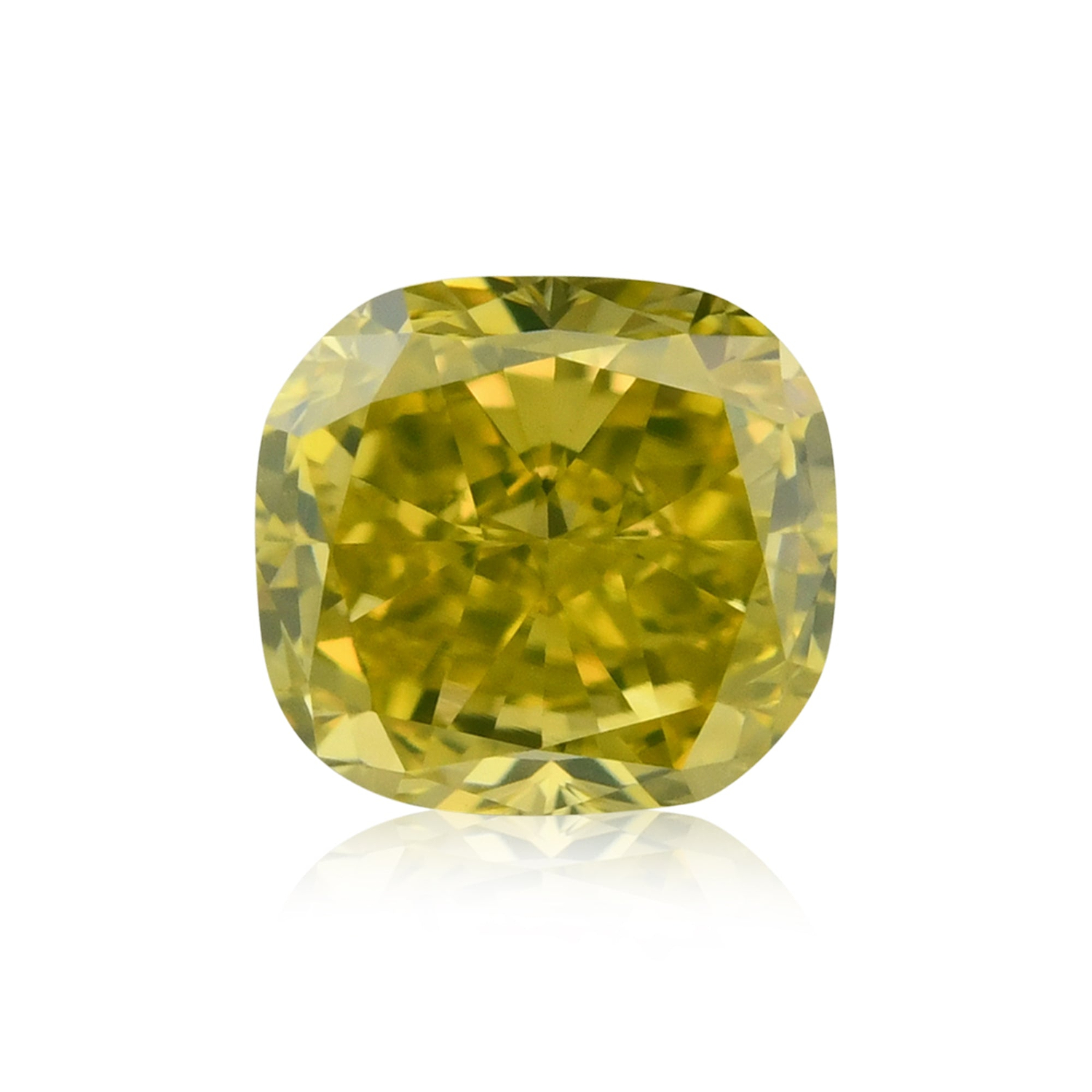 0.58 Carat Fancy Intense Greenish Yellow Cushion Diamond VS2 GIA