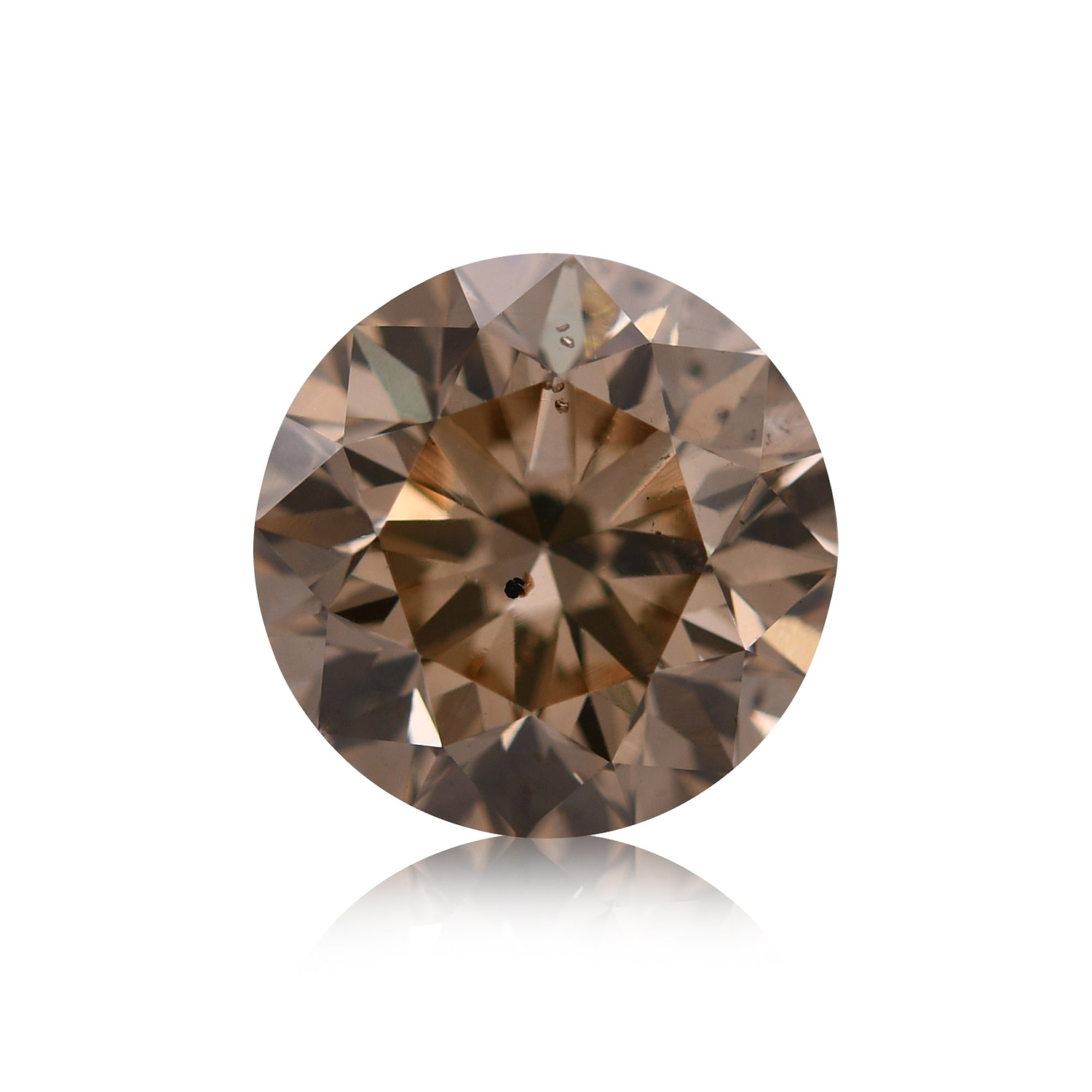 1.70 Carat Light Brown Round Brillant Diamond SI2 GIA