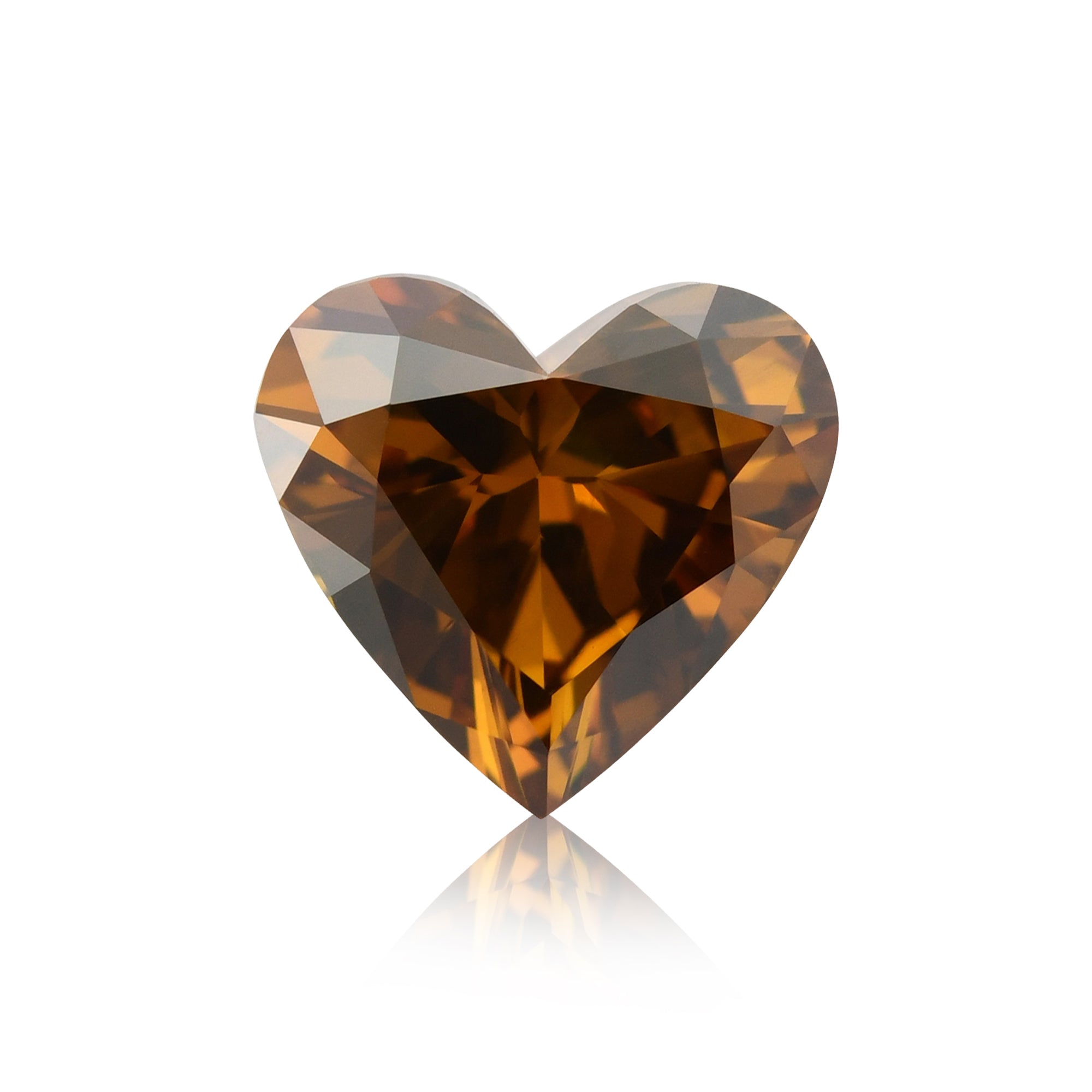 0.73 Carat Fancy Deep Brownish Yellowish Orange HEART Diamond SI2