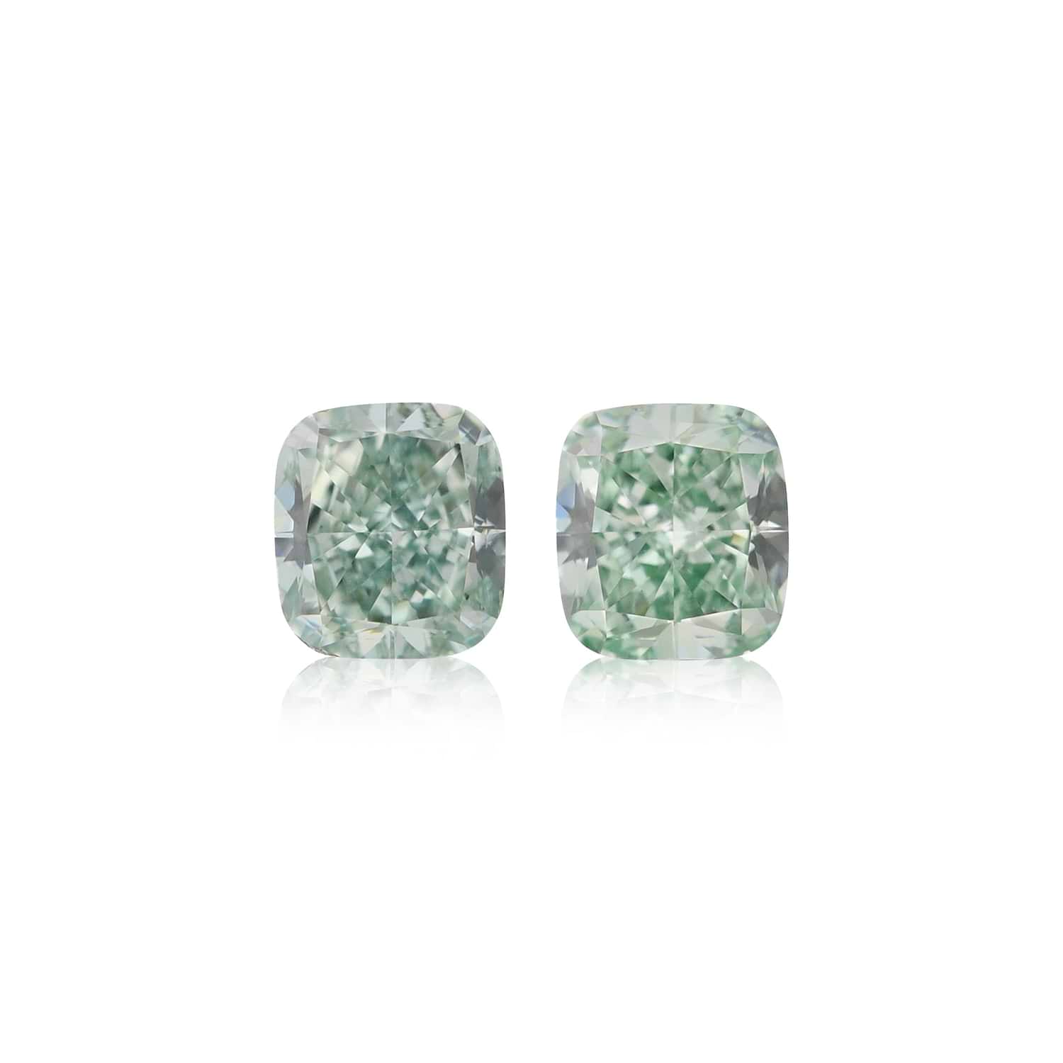 0.85 Carat Fancy Intense Green Cushion Diamonds VS2