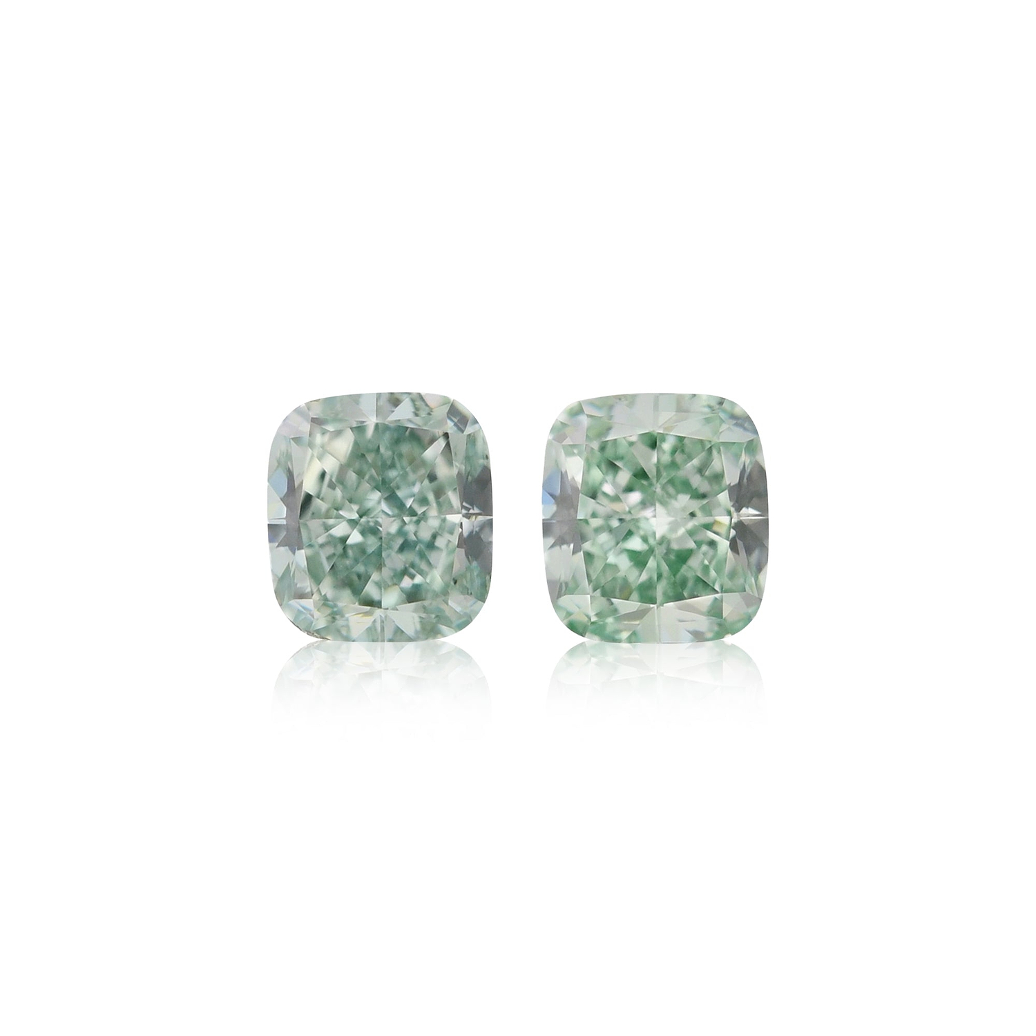 0.85 Carat Fancy Intense Green Cushion Diamonds VS2