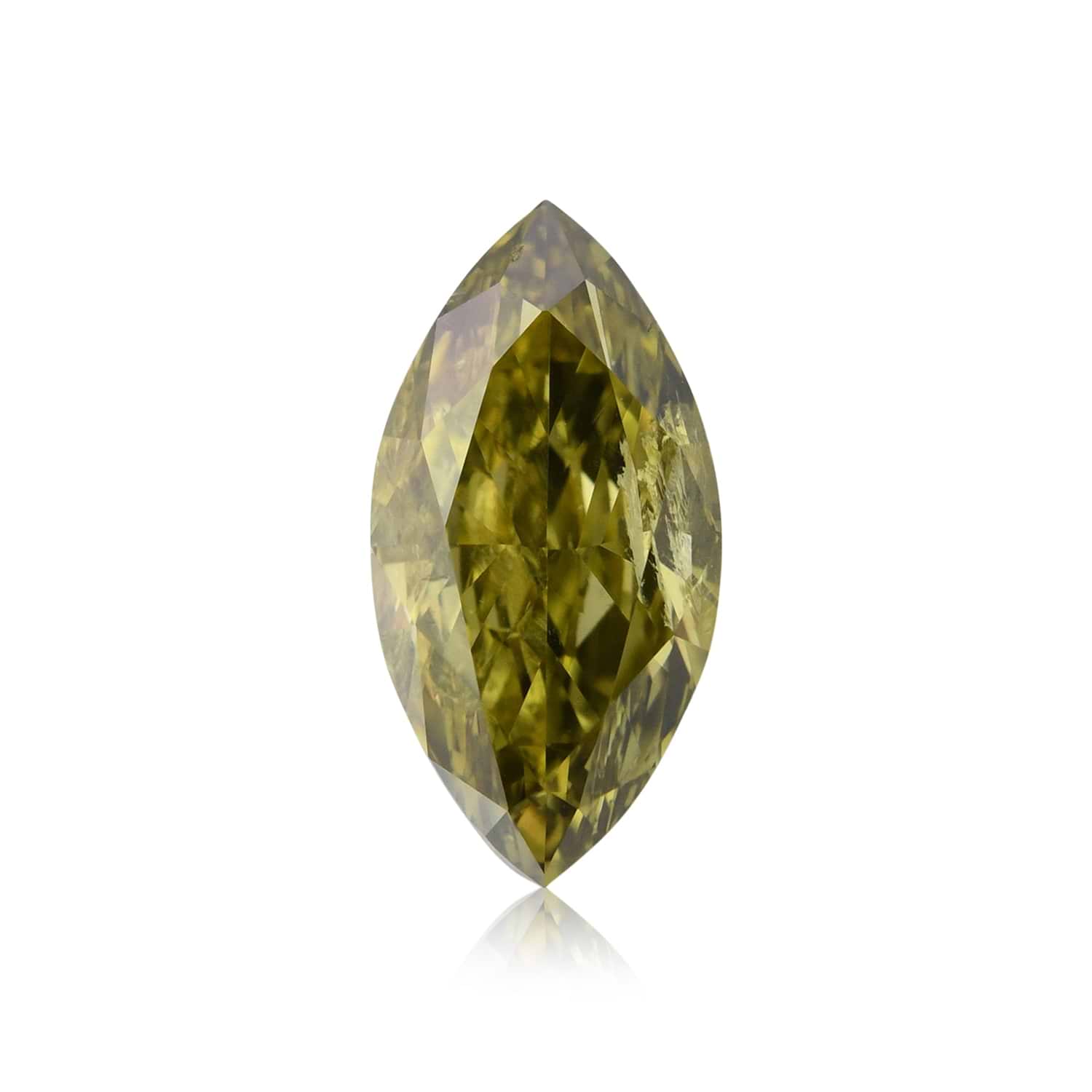 0.56 Carat Fancy Deep Brownish Greenish Yellow Marquise Diamond (I1) GIA