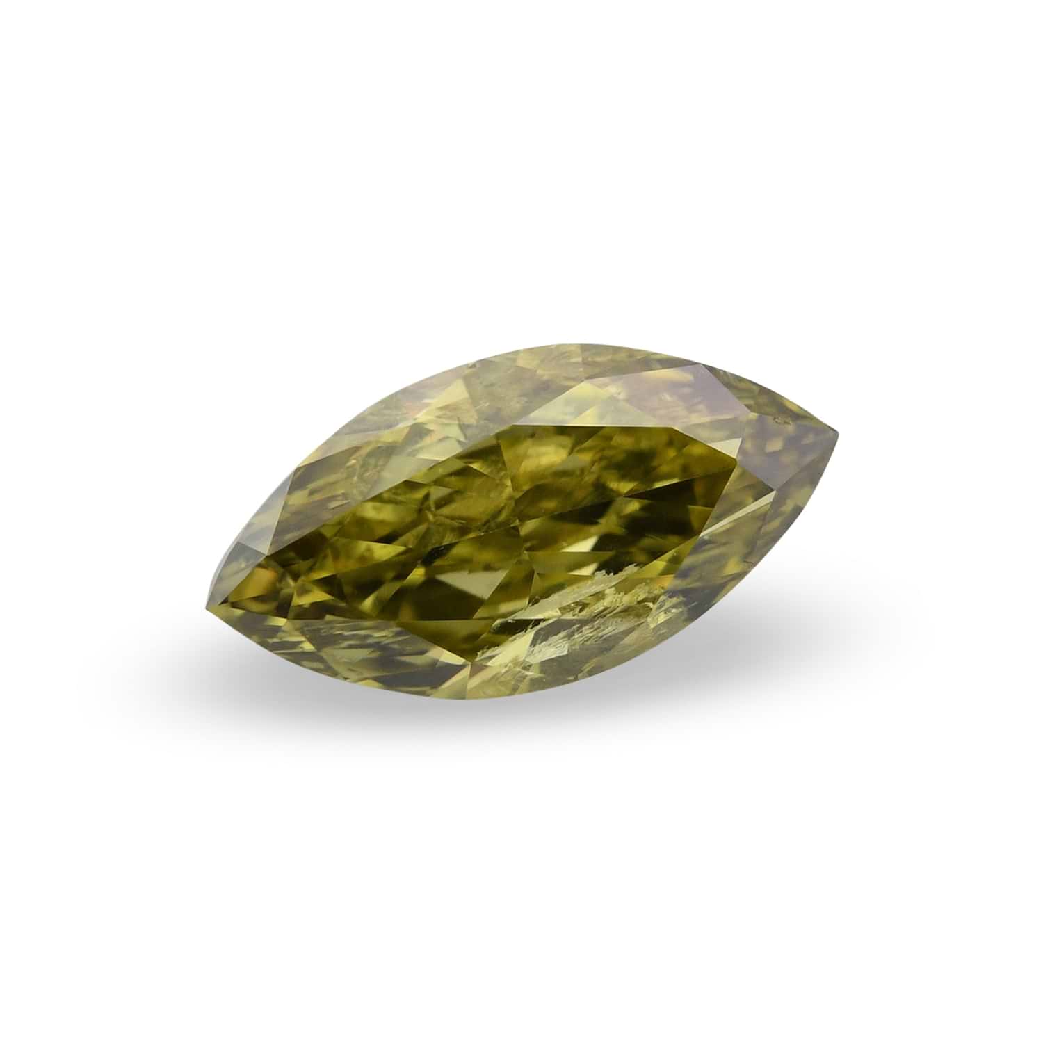 0.56 Carat Fancy Deep Brownish Greenish Yellow Marquise Diamond (I1) GIA