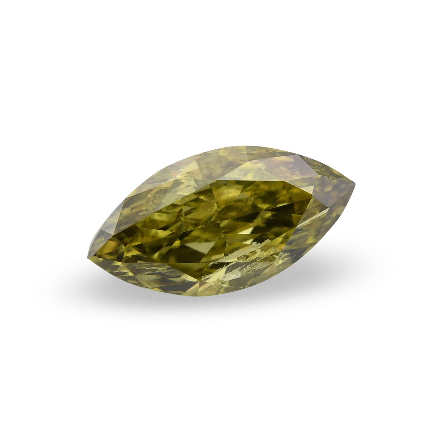 0.56 Carat Fancy Deep Brownish Greenish Yellow Marquise Diamond (I1) GIA