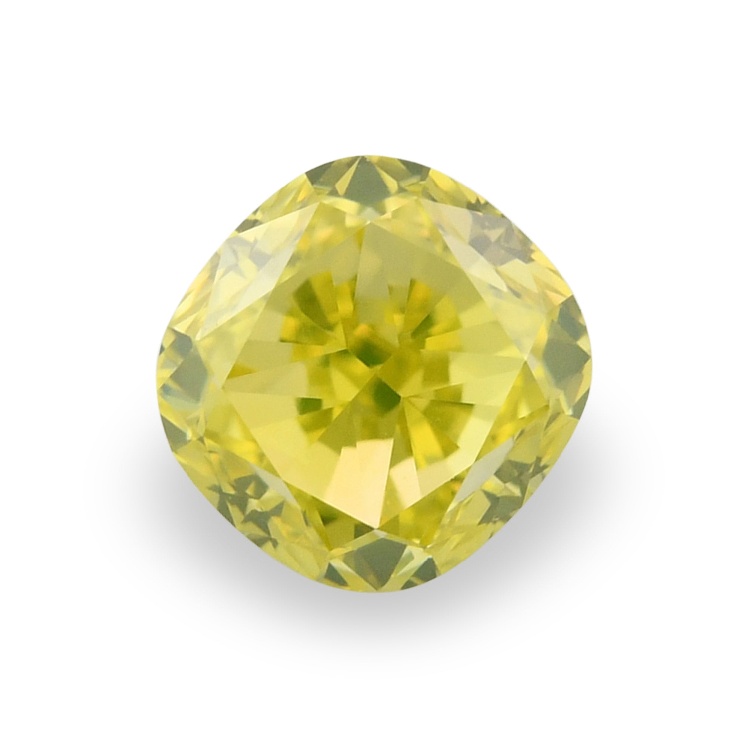 0.71 Carat Fancy Intense Greenish Yellow Cushion Diamond VS2 GIA