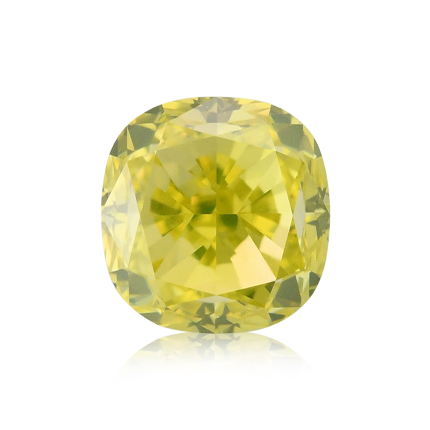 0.71 Carat Fancy Intense Greenish Yellow Cushion Diamond VS2 GIA