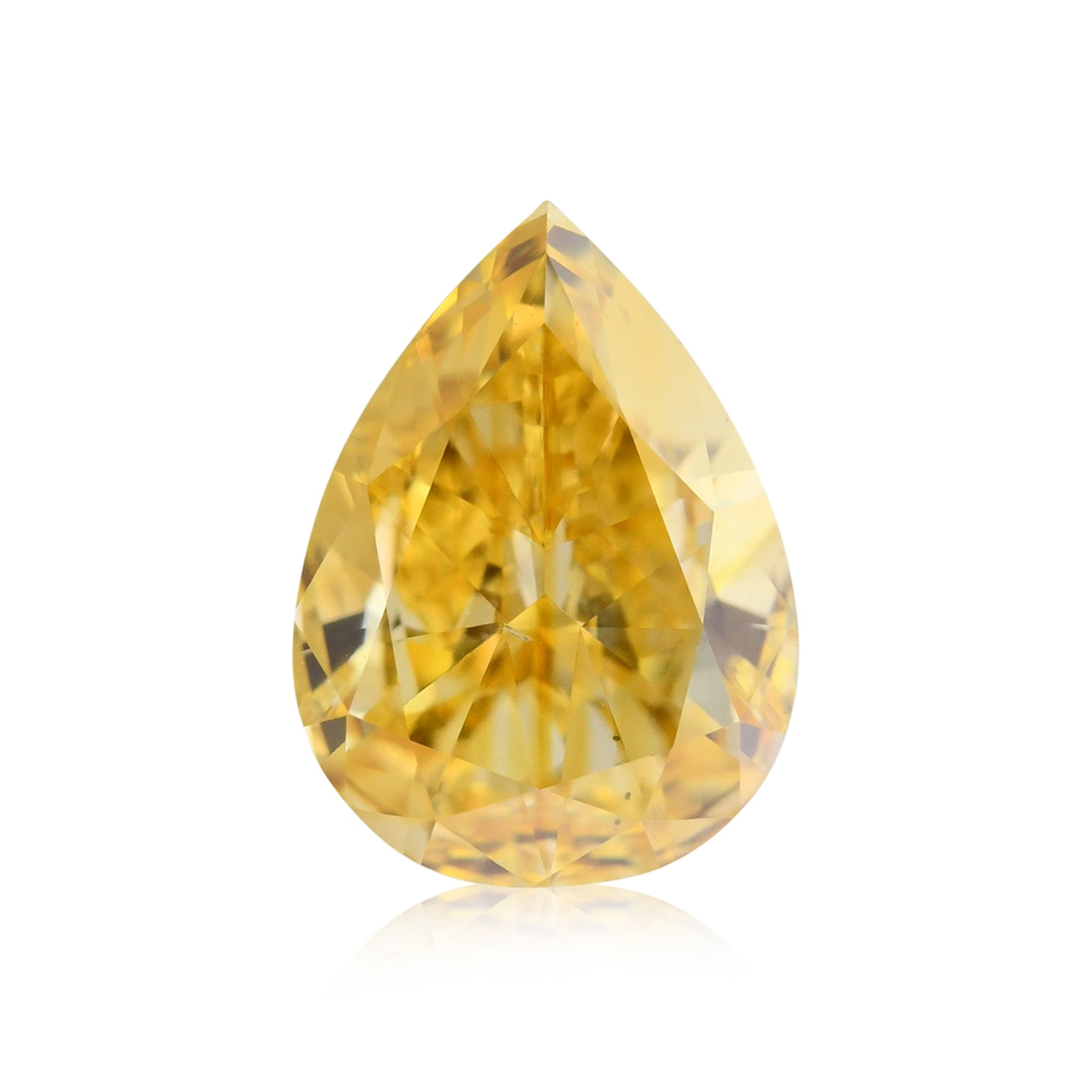 0.55 Carat Fancy Intense Yellow Orange Pear Diamond VS2 GIA