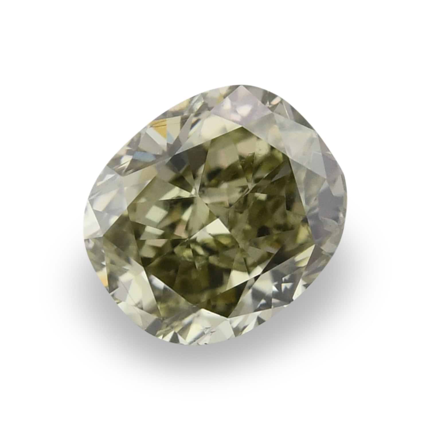 0.45 Carat Fancy Gray Greenish Yellow Cushion Diamond (I1) GIA