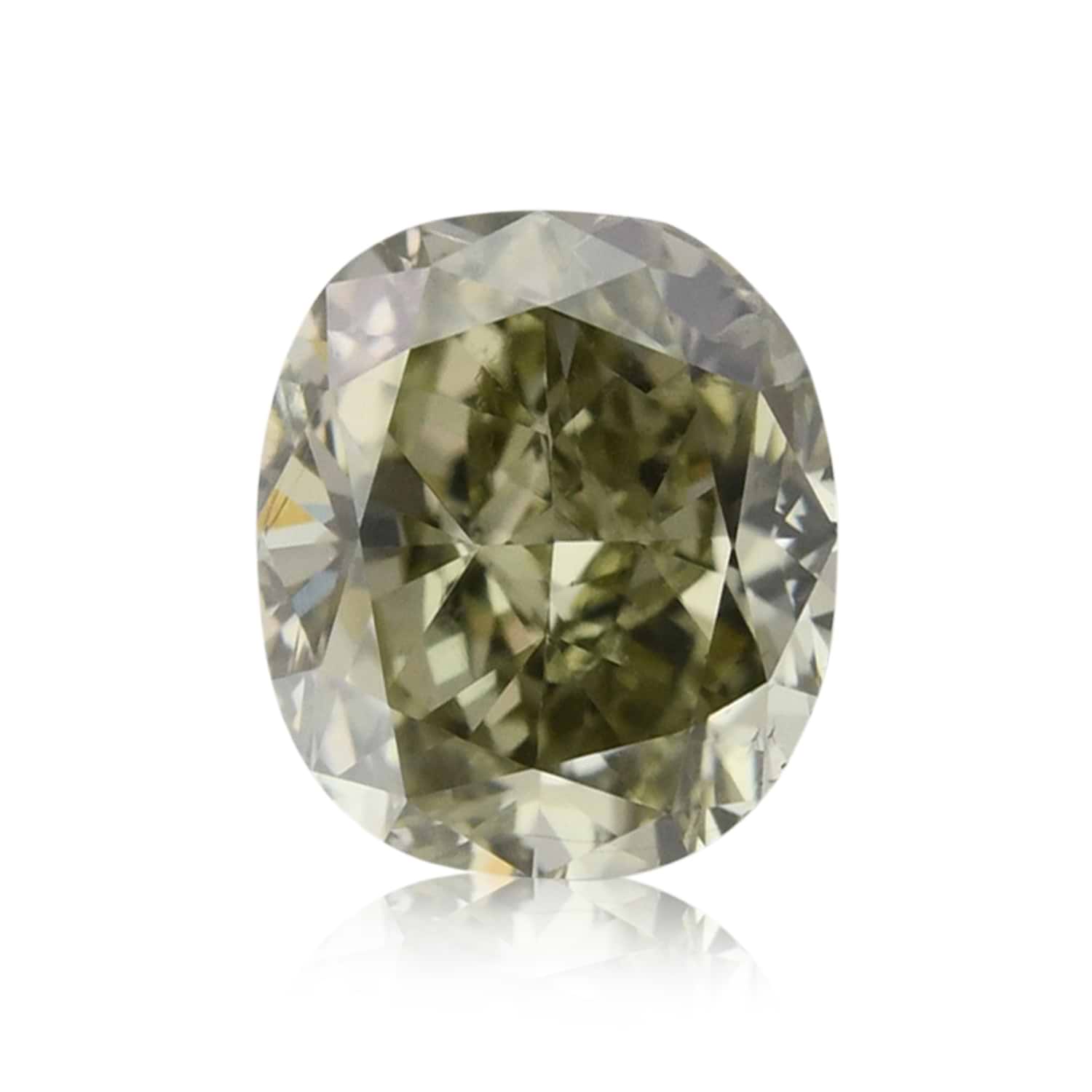 0.45 Carat Fancy Gray Greenish Yellow Cushion Diamond (I1) GIA