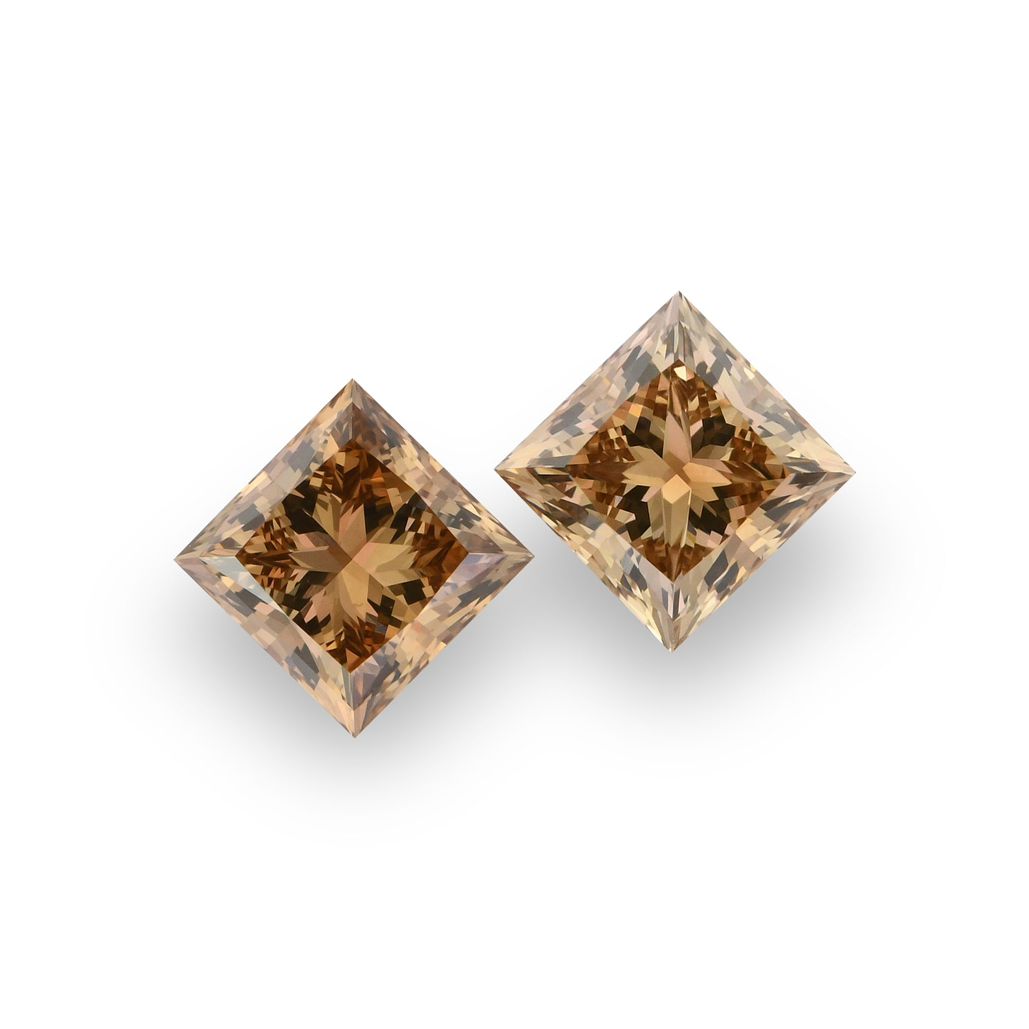2.19 Carat Fancy Yellow Brown Princess Diamonds VS1