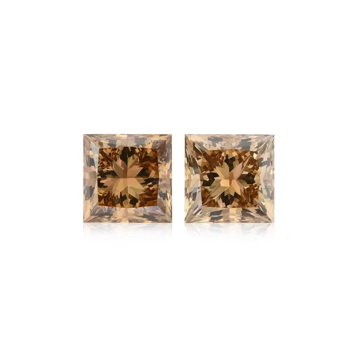 2.19 Carat Fancy Yellow Brown Princess Diamonds VS1