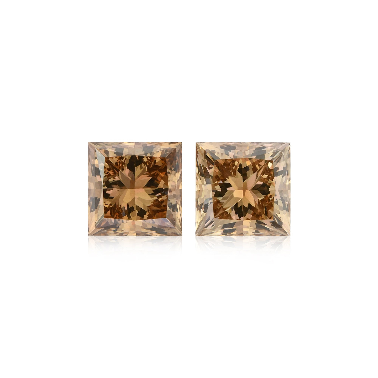 2.19 Carat Fancy Yellow Brown Princess Diamonds VS1