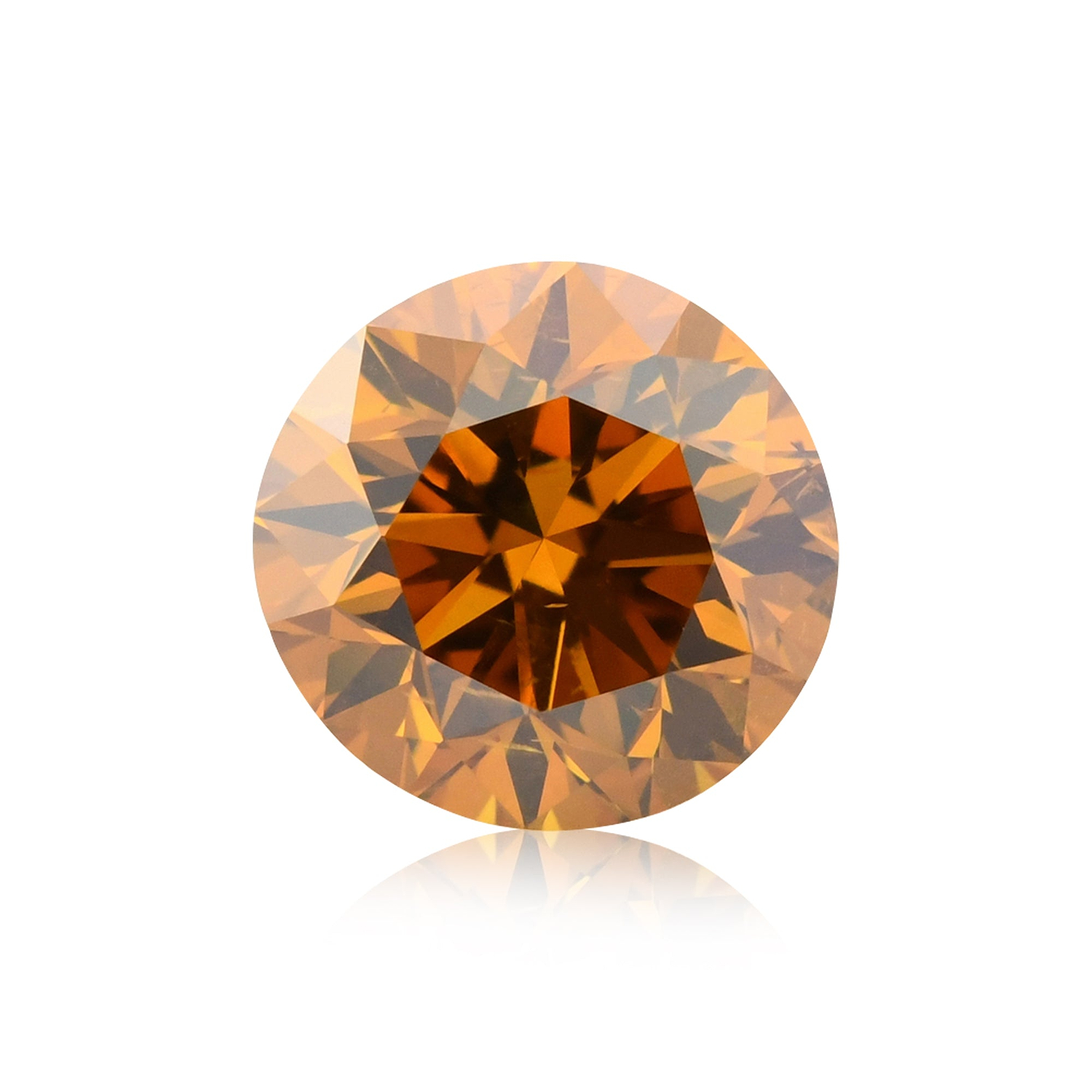 1.00 Carat Fancy Deep Yellow Orange Round Brillant Diamond SI2 GIA