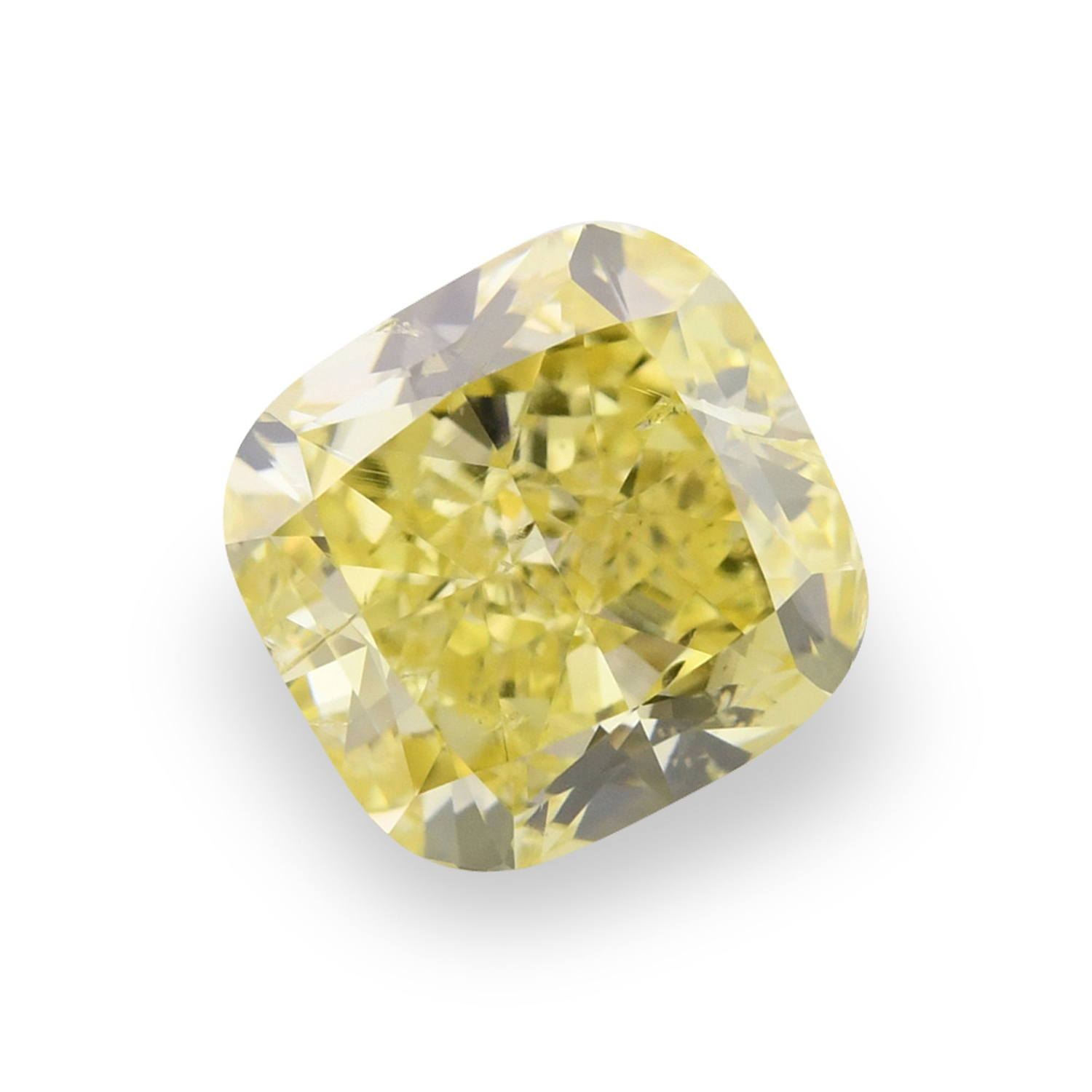 1.82 Carat Fancy Intense Yellow Cushion Diamond (I1) GIA