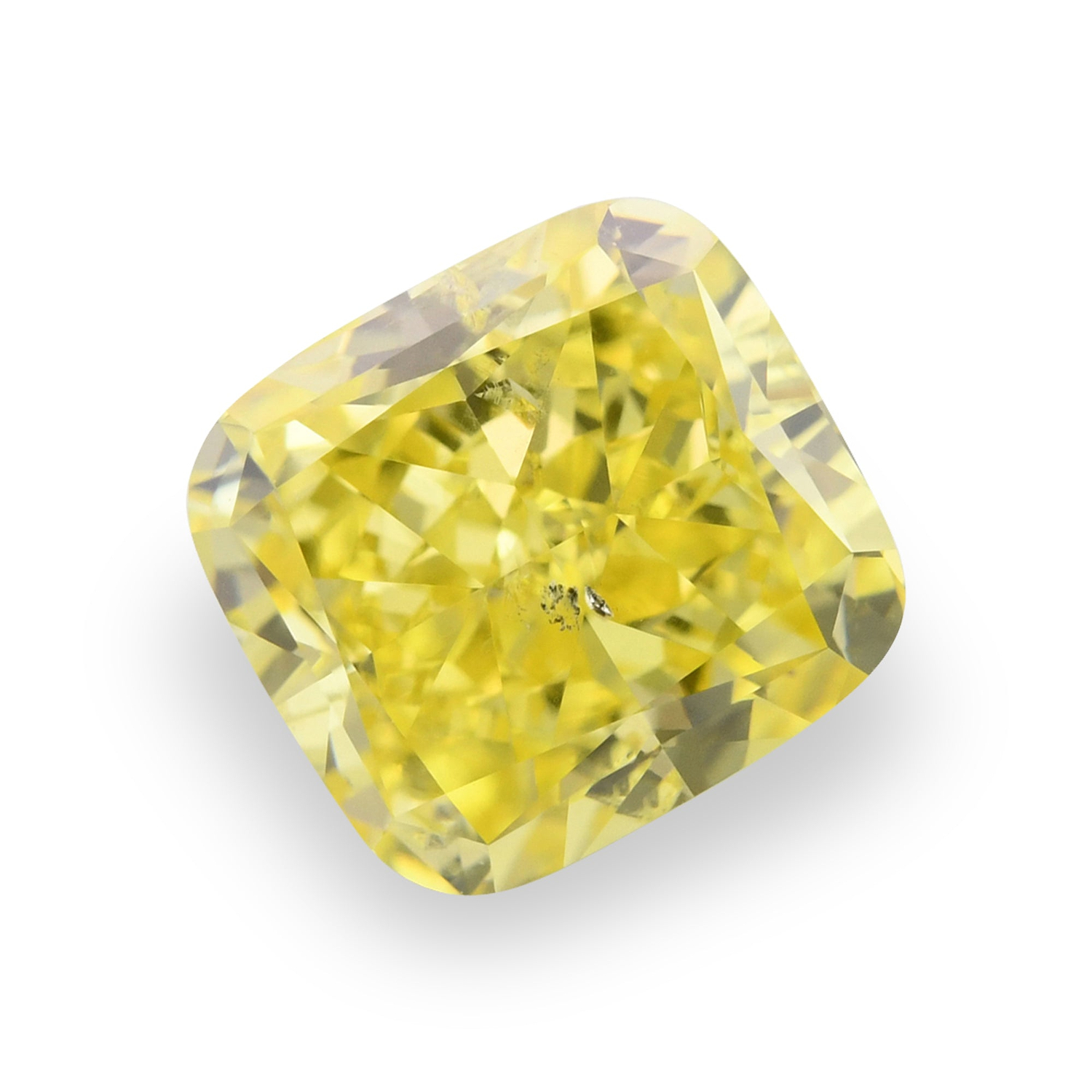 2.09 Carat Fancy Vivid Yellow Cushion Diamond SI2 GIA